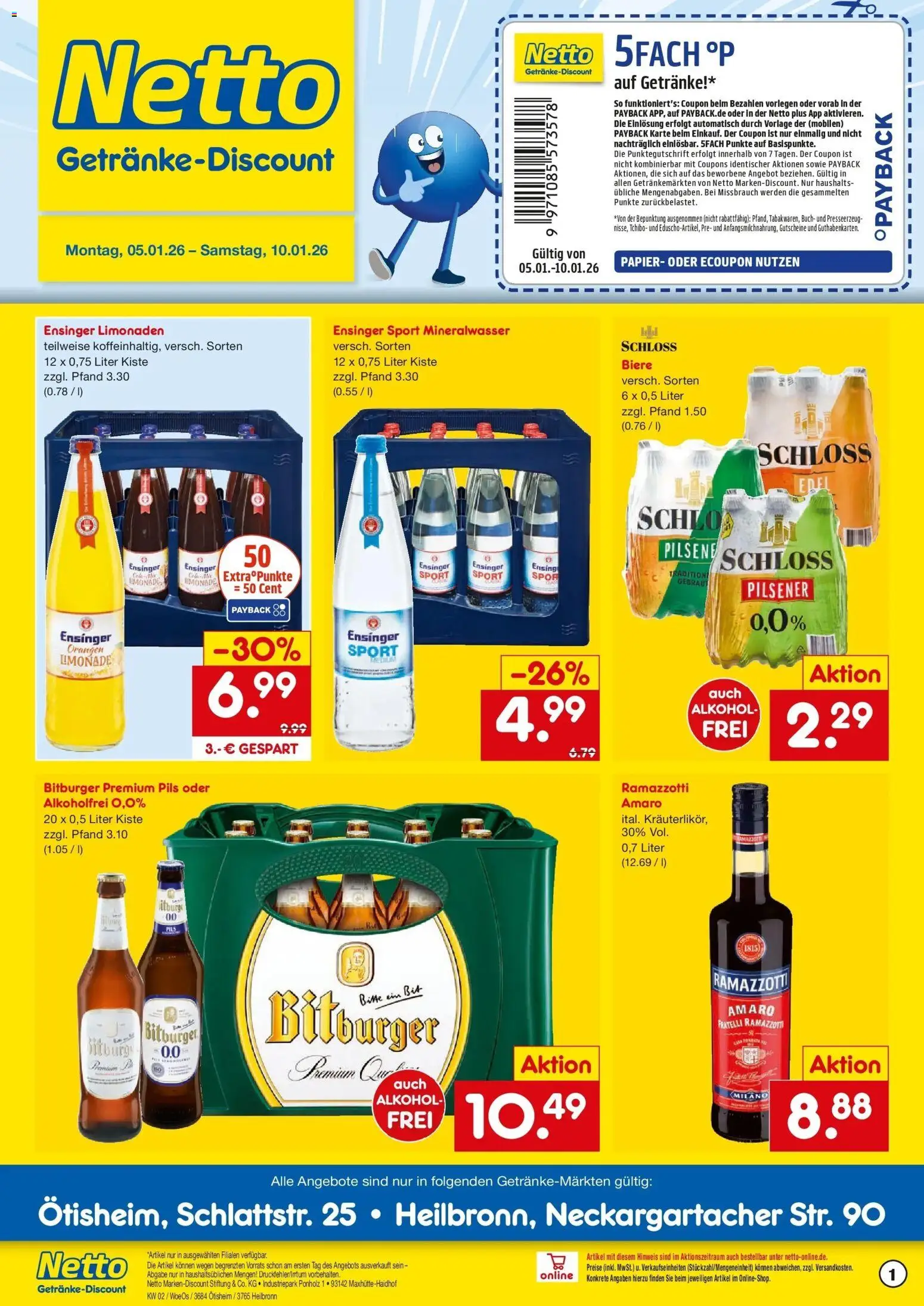 Netto Marken-Discount prospekt Ötisheim	 – gültig ab 05.01.2026 | Seite: 1 | Produkte: Bitburger, Pils, Limonade, Mineralwasser