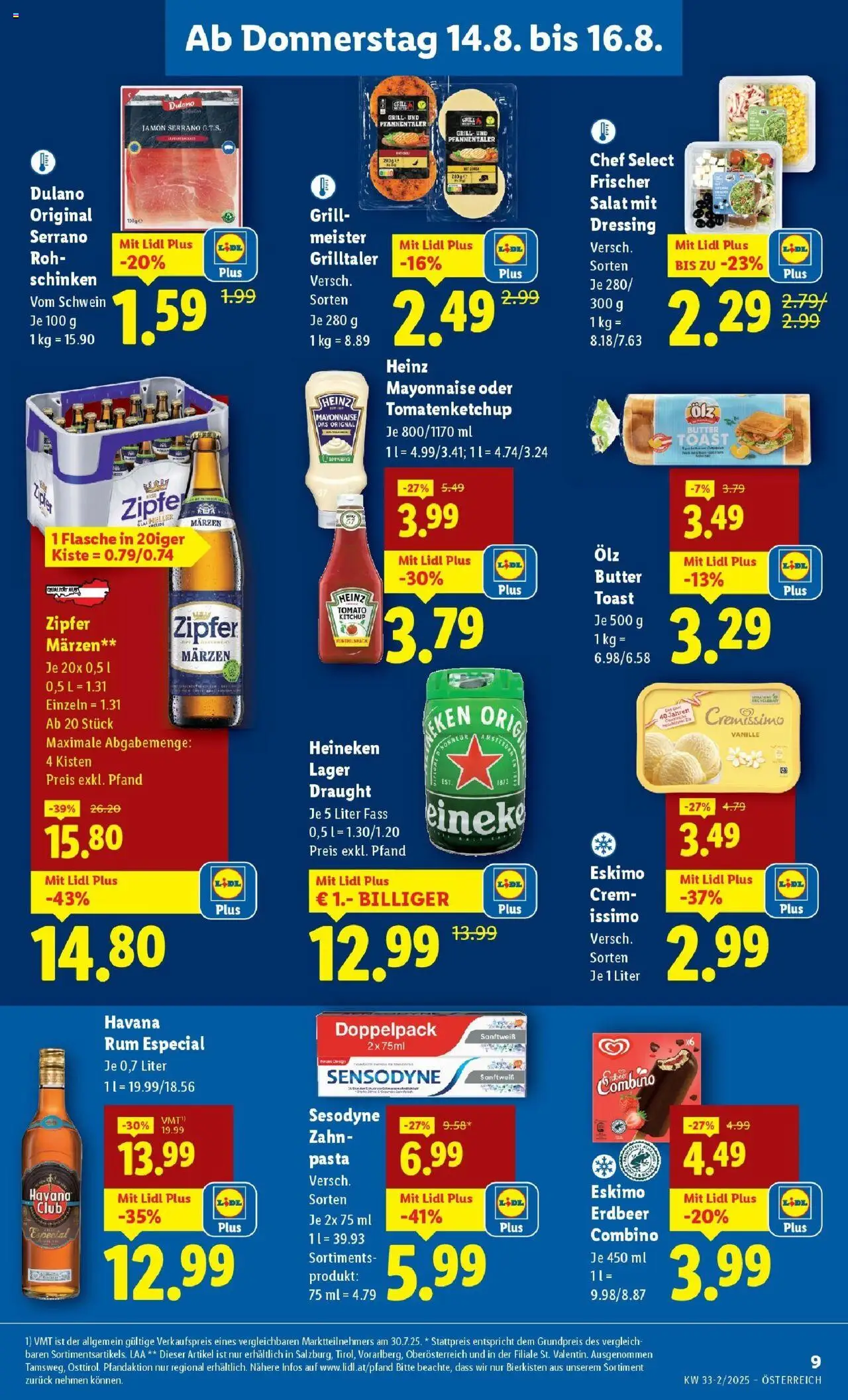 Lidl Flugblatt - Salzburg, Jenbach, Dornbirn gültig ab 14.08.2025 | Seite: 11 | Produkte: Pasta, Mayonnaise, Butter, Schinken