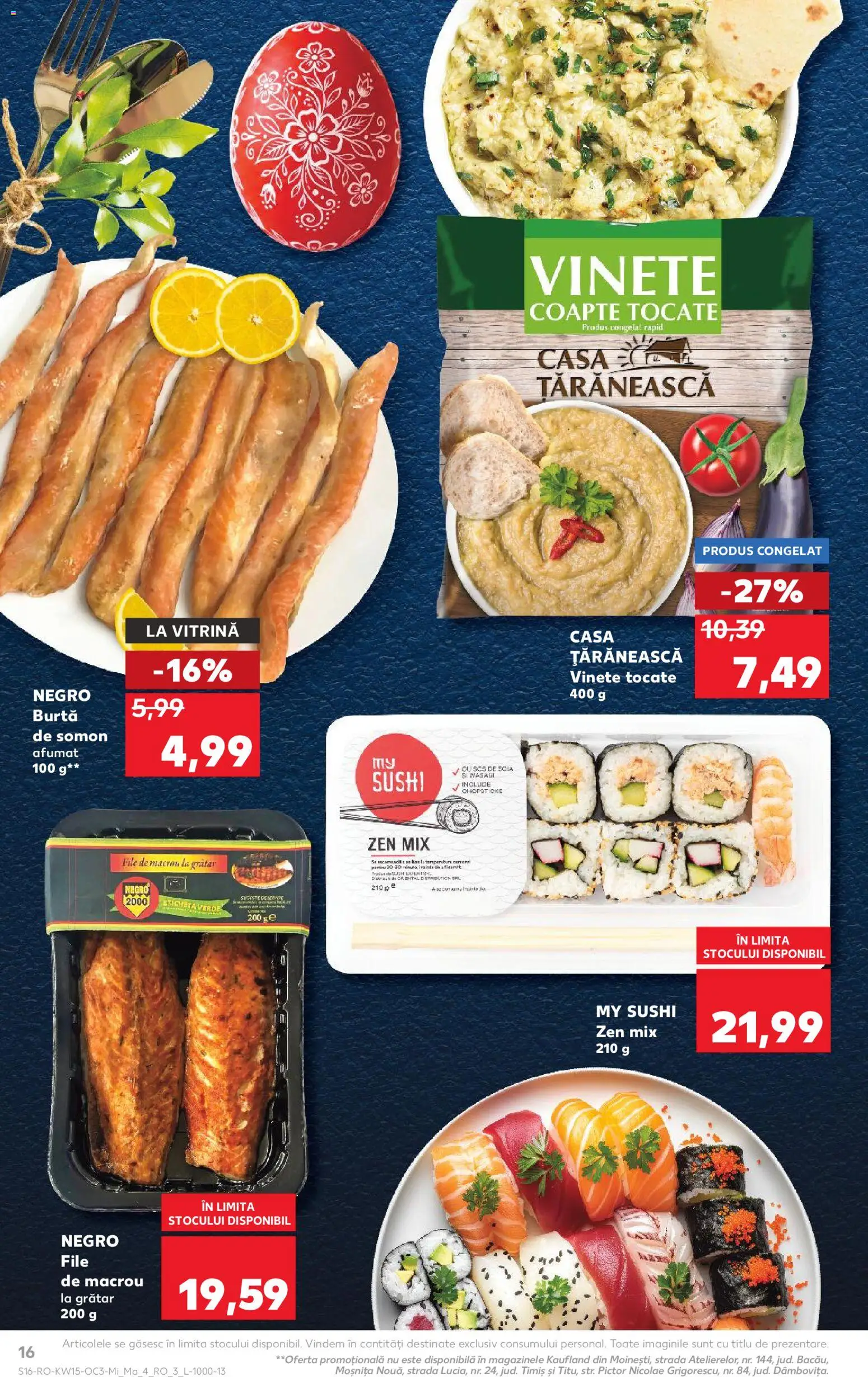 Kaufland RO akciós ujság - amely érvényes a következő dátumtól: 08.04.2026 | Oldal: 16 | Termékek: Sushi