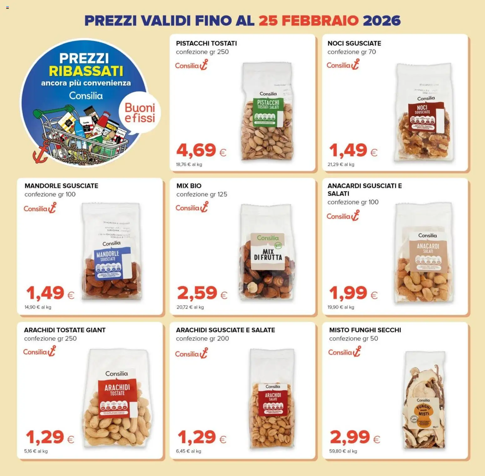 Volantino Tigre del 09.02.2026 | Pagina: 2 | Prodotti: Frutta, Anacardi, Mandorle, Funghi