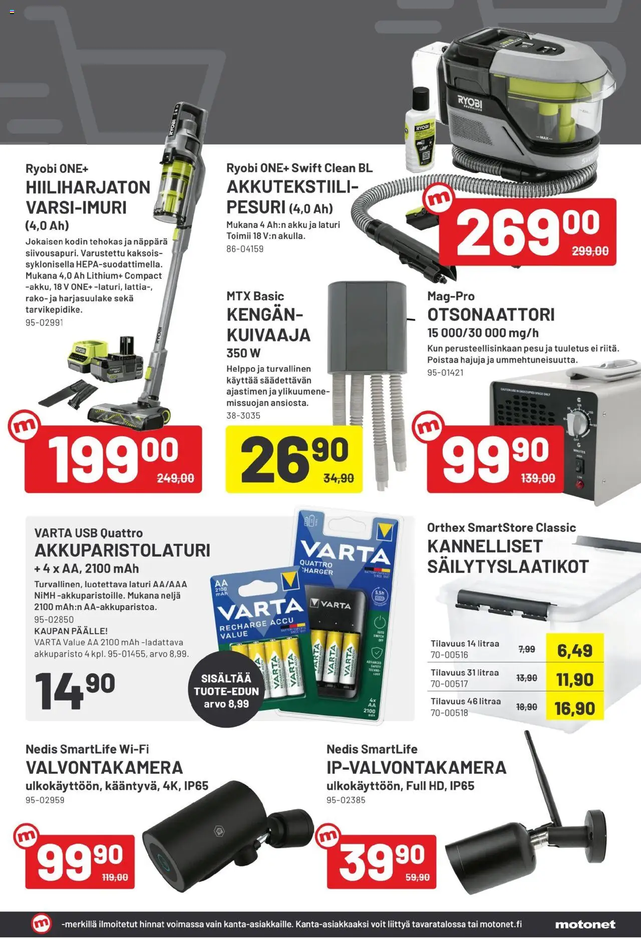 Motonet tarjoukset – voimassa 15.10.2025 alkaen | Sivu: 15 | Tuotteet: USB, Valvontakamera, Säilytyslaatikot, Laturi