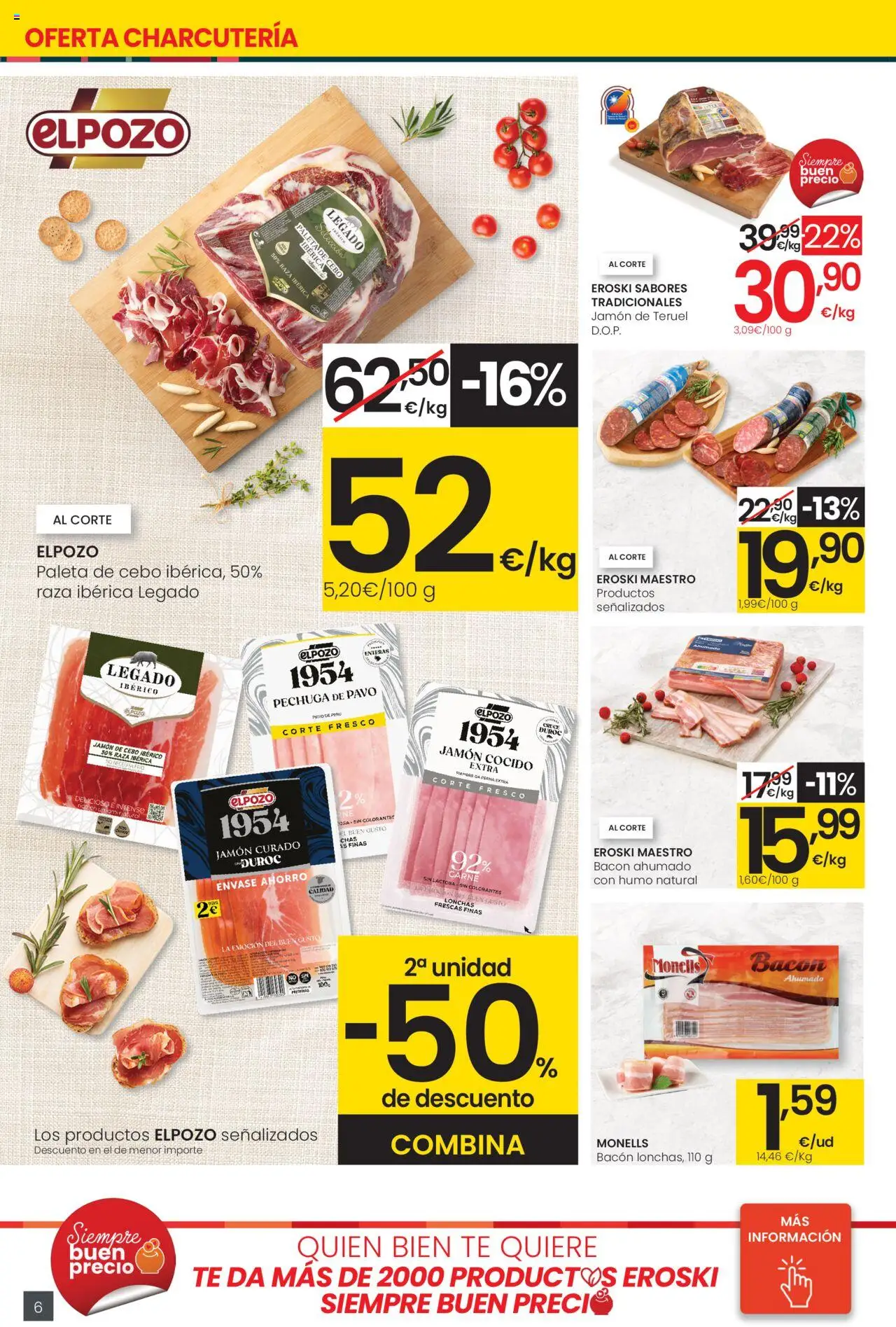 Eroski - Precio más bajo  │ válido desde el 16.10.2025 | Página: 6 | Productos: Jamón, Jamón cocido, Té
