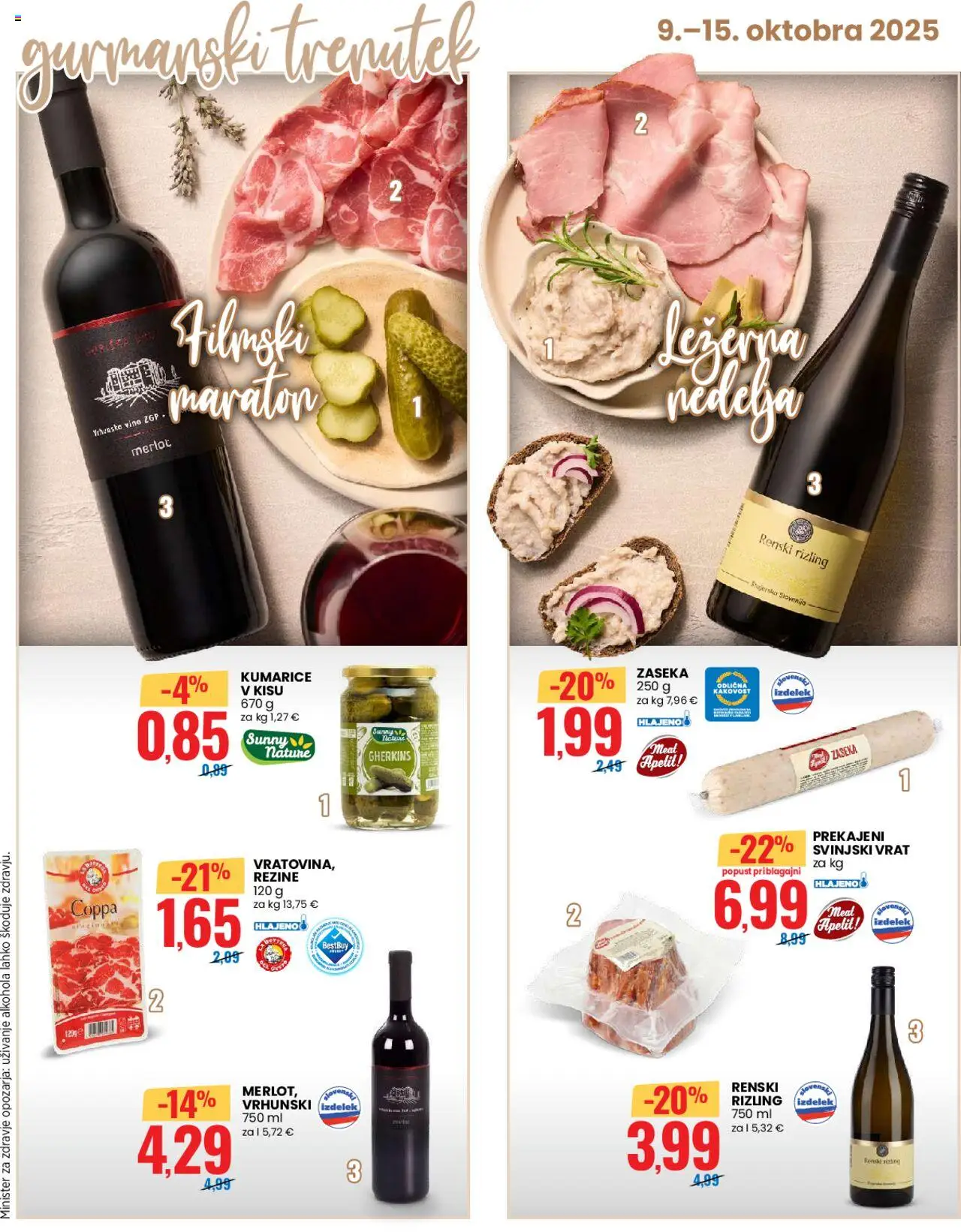 Novi Eurospin katalog ponudbe – veljaven od 09.10.2025 | Stran: 3 | Izdelki: Vino, Kumarice
