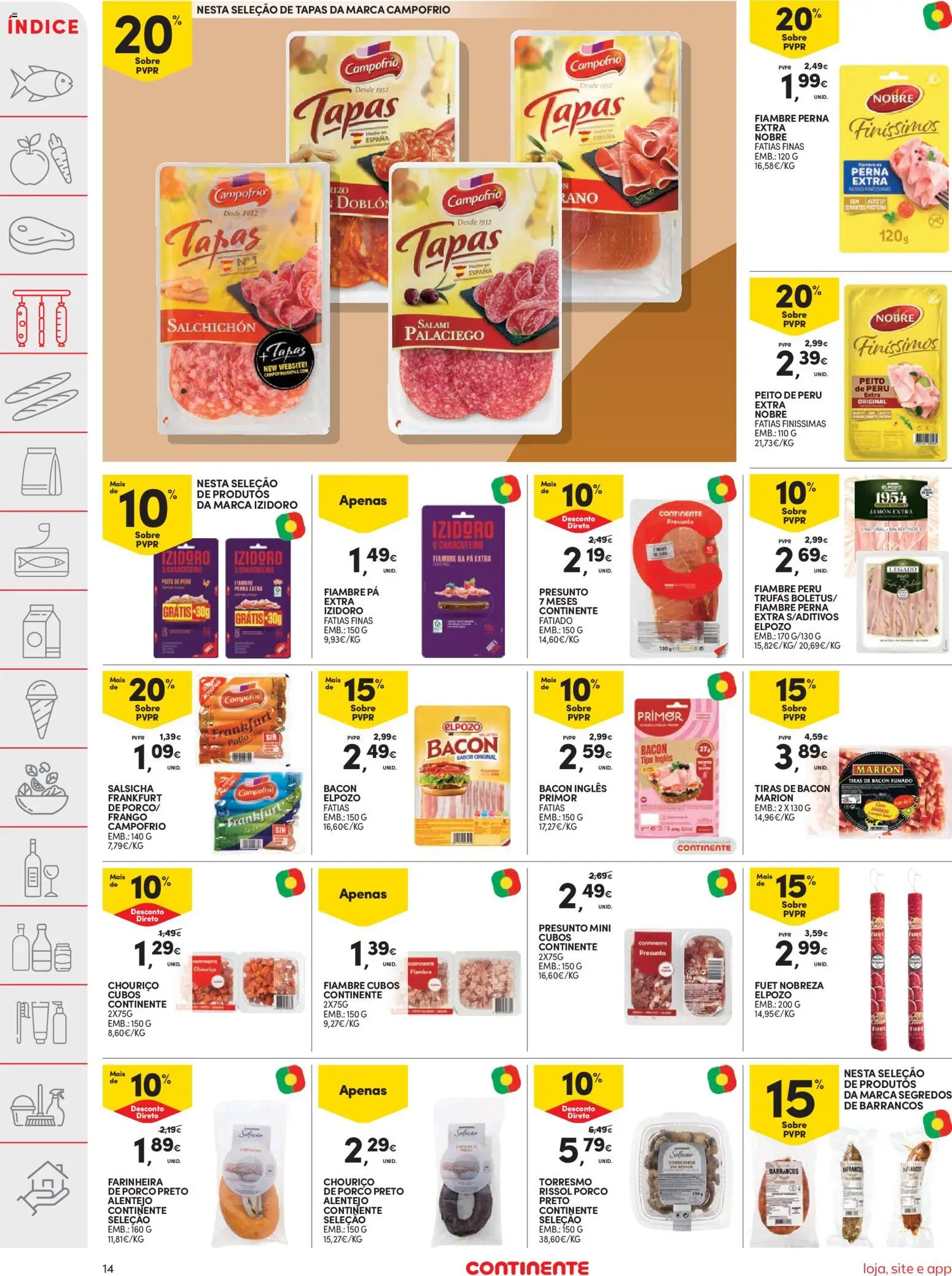 Continente folheto │ válido de 14.04.2026 | Página: 14 | Produtos: Peru, Chouriço, Pá, Proteina
