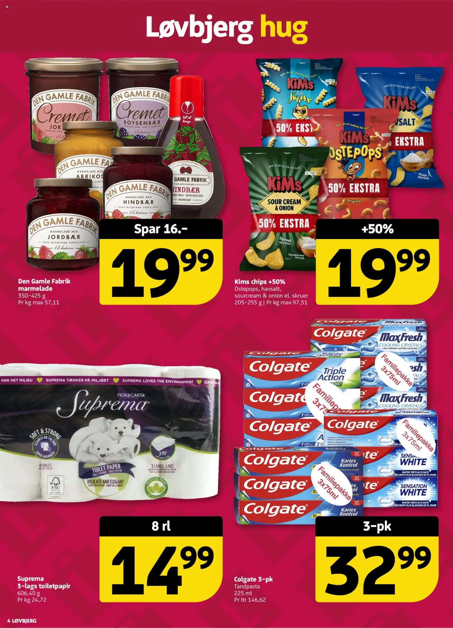 Løvbjerg tilbudsavis – gyldig fra 10.04.2026 | Side: 4 | Produkter: Jordbær, Toilet, Hindbær, Marmelade