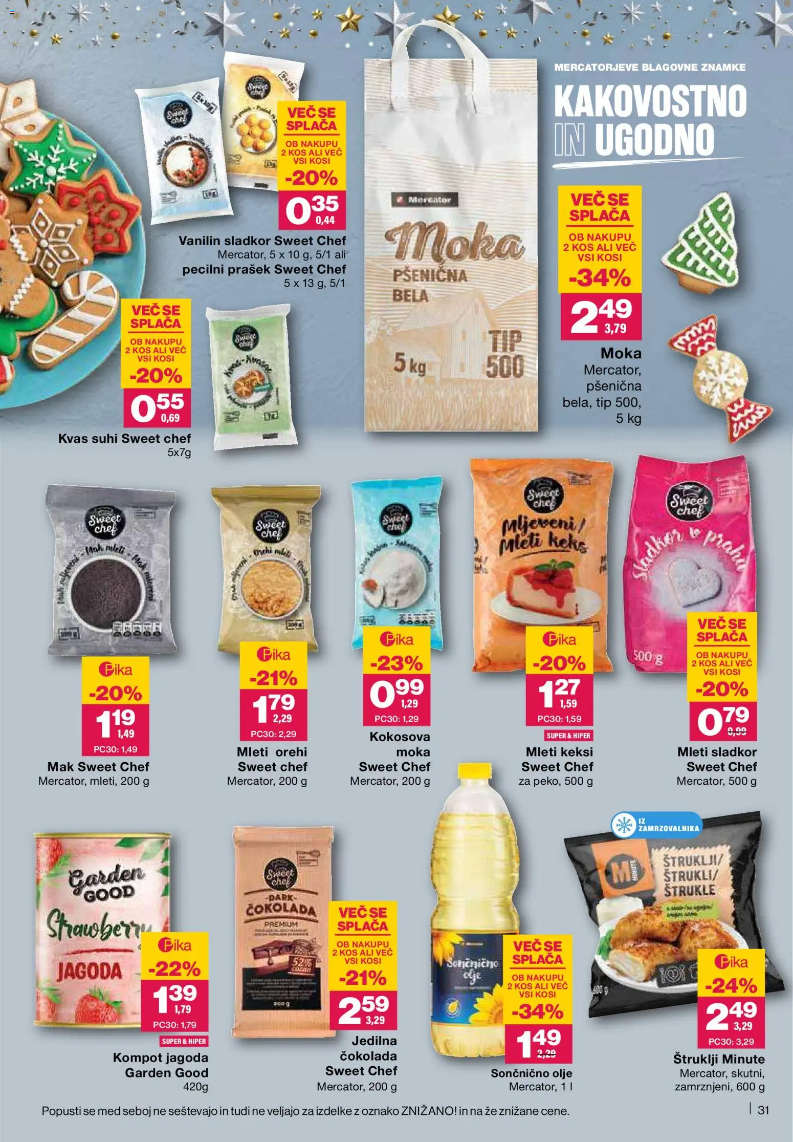 Novi Mercator katalog ponudbe – veljaven od 04.12.2025 | Stran: 31 | Izdelki: Keksi, Moka, Cokolada, Sladkor