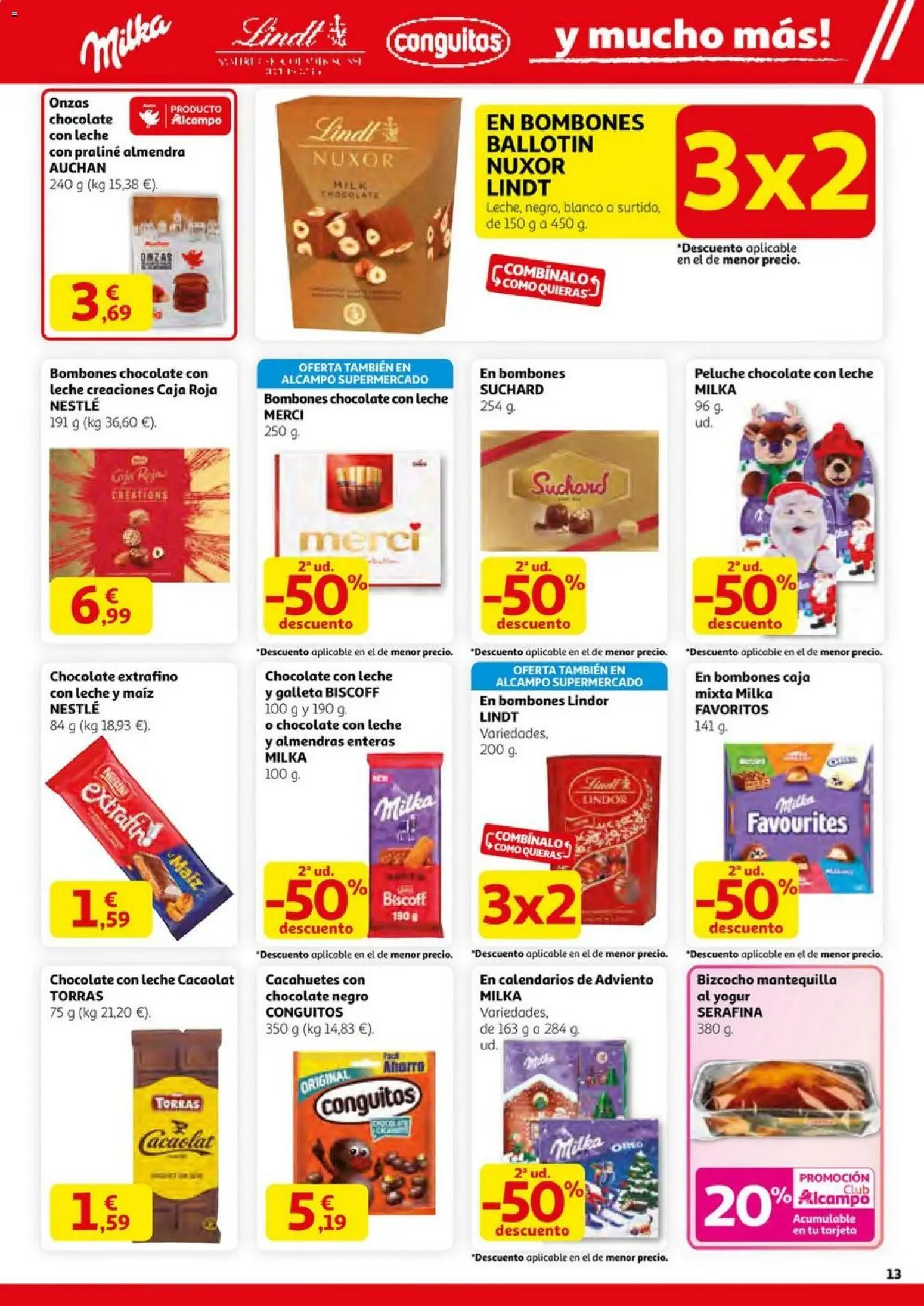 Alcampo - HG Pio XII Unificado  │ válido desde el 23.10.2025 | Página: 13 | Productos: Leche, Yogur, Chocolate, Caja
