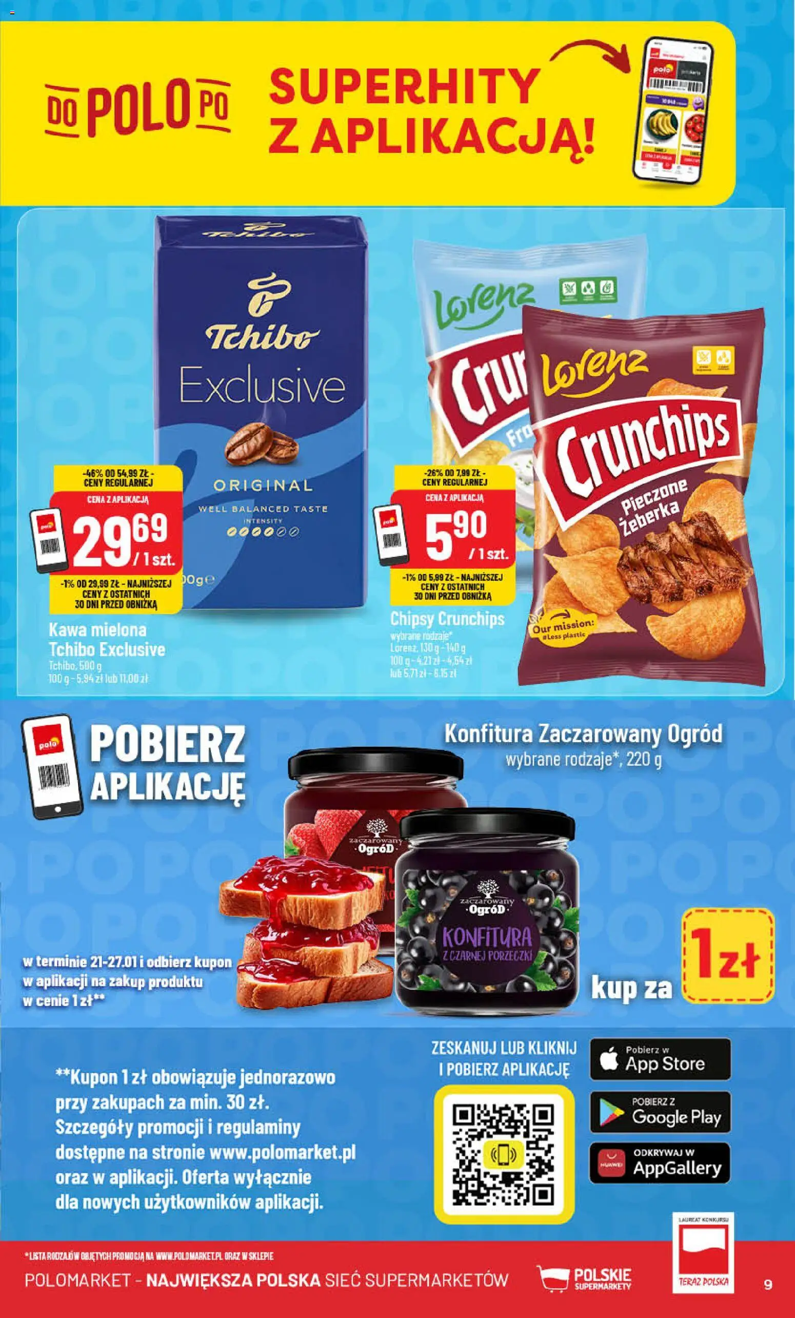 POLOmarket Gazetka od 21.01.2026 | Strona: 9 | Produkty: Chipsy, Tchibo exclusive, Tchibo, Kawa