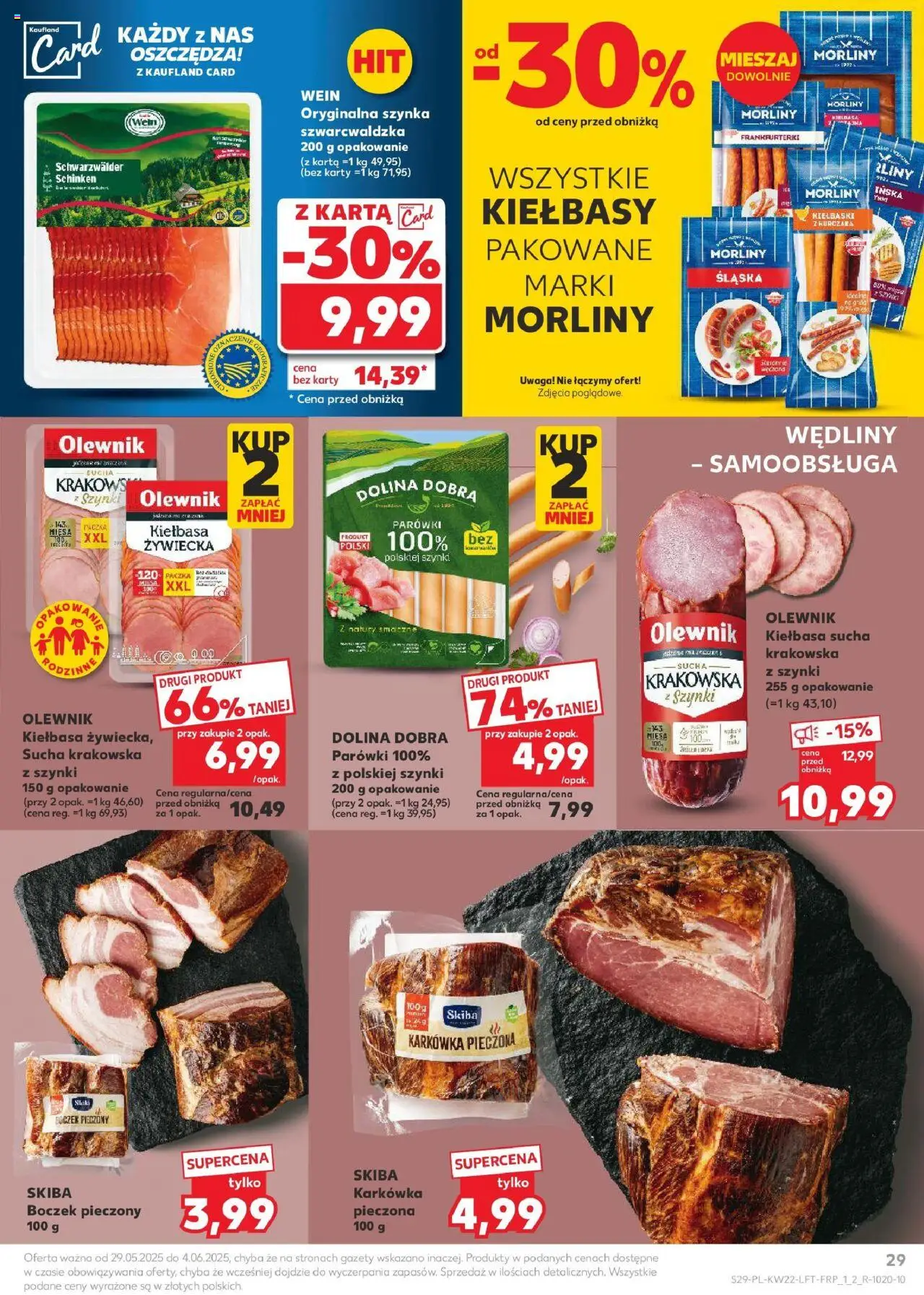 Kaufland gazetka od 29.05.2025 | Strona: 29 | Produkty: Karkówka, Boczek, Wędliny, Szynka szwarcwaldzka