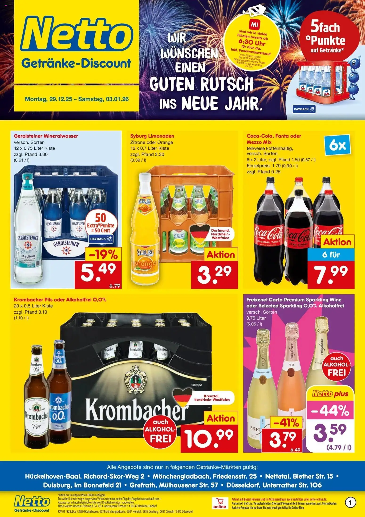 Netto Marken-Discount prospekt Grefrath	 – gültig ab 28.12.2025 | Seite: 1 | Produkte: Mezzo mix, Freixenet, Pils, Uhr