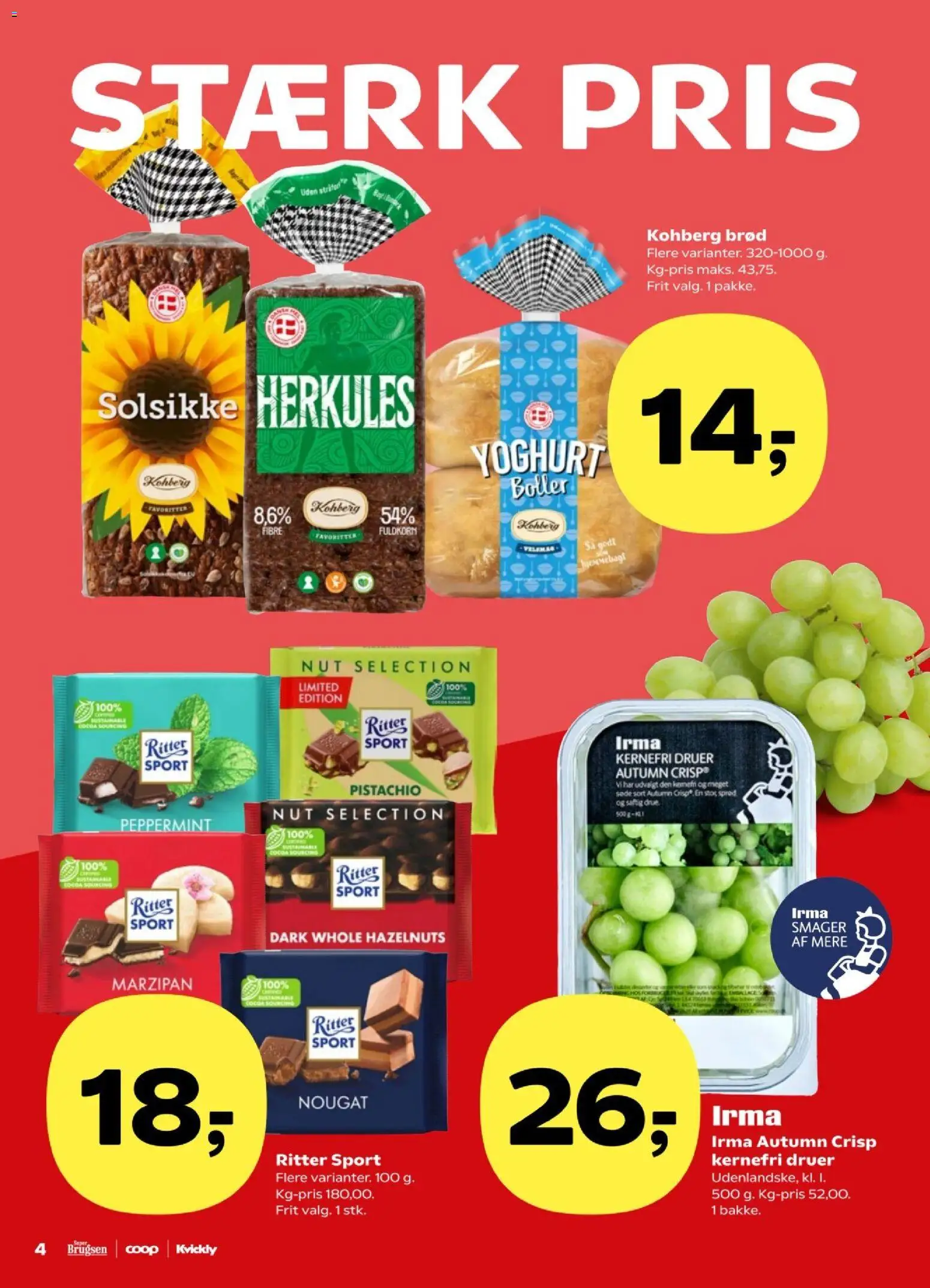 Kvickly tilbudsavis – gyldig fra 30.01.2026 | Side: 4 | Produkter: Yoghurt, Brød, Nougat