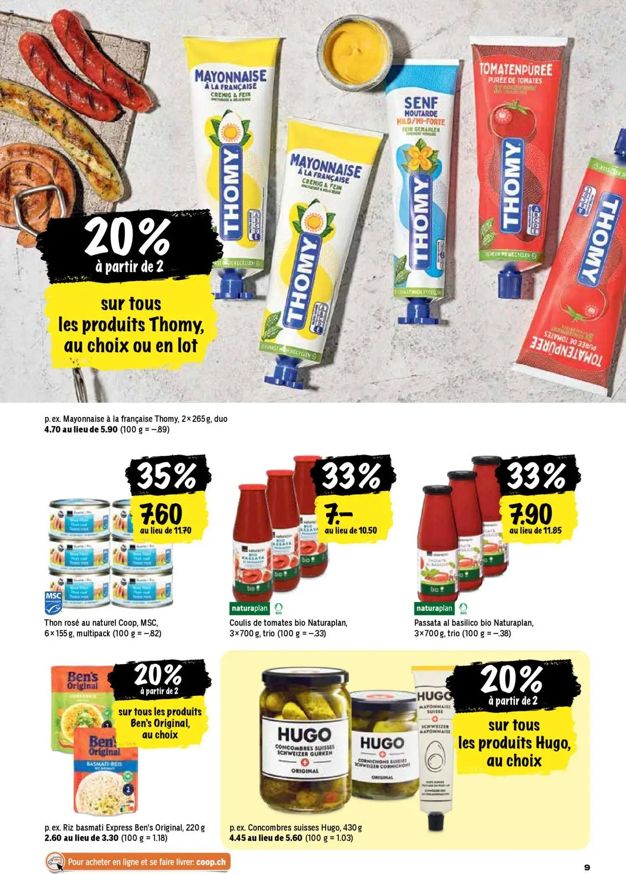 Coop - Les actions de la semaine ab 31.07.2025 | Seite: 9 | Produkte: Tomatenpüree, Reis, Mayonnaise, Gurken