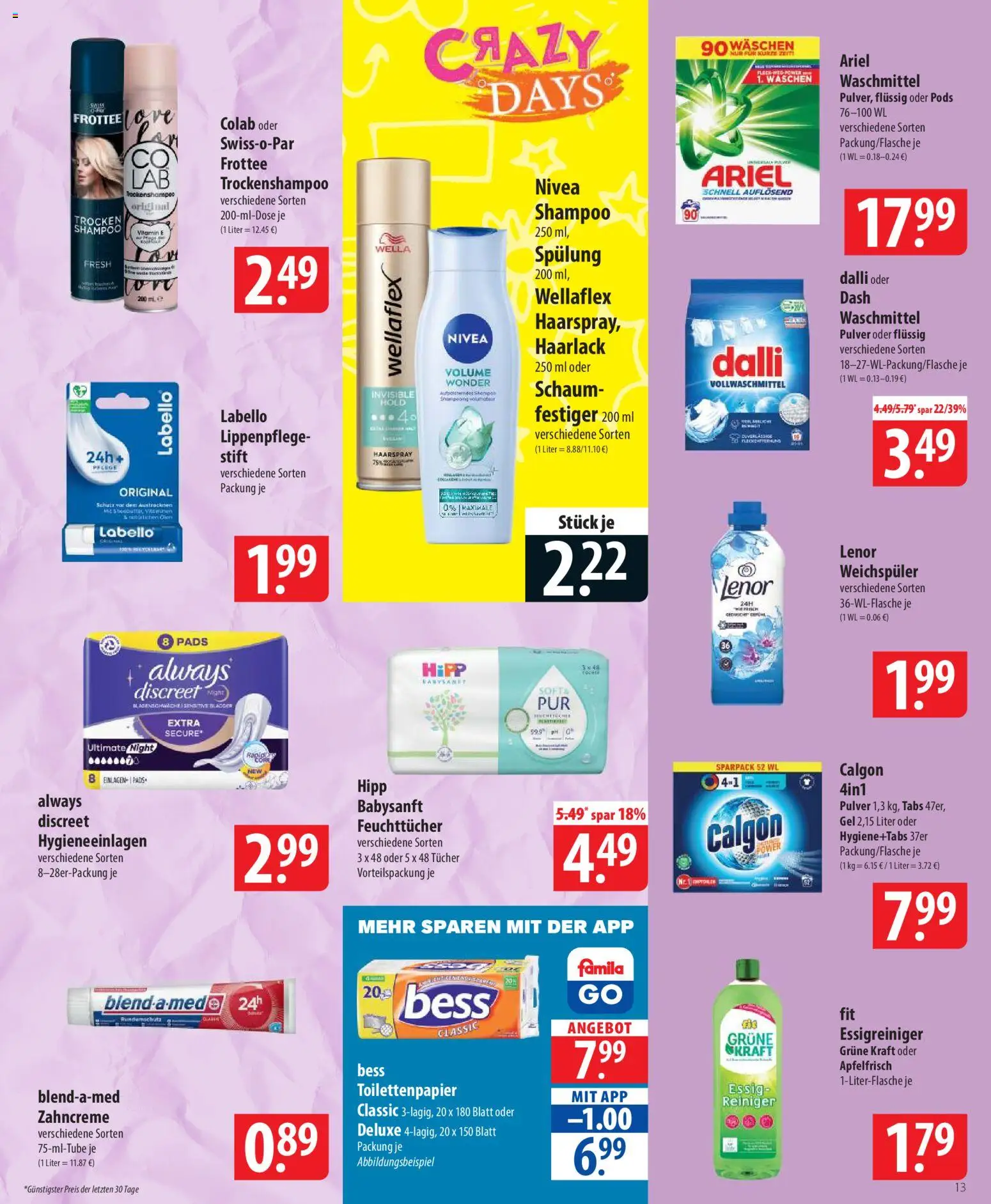 Famila Prospekt 	 – gültig ab 02.03.2026 | Seite: 13 | Produkte: Ariel, Essig, Spülung, Haarspray