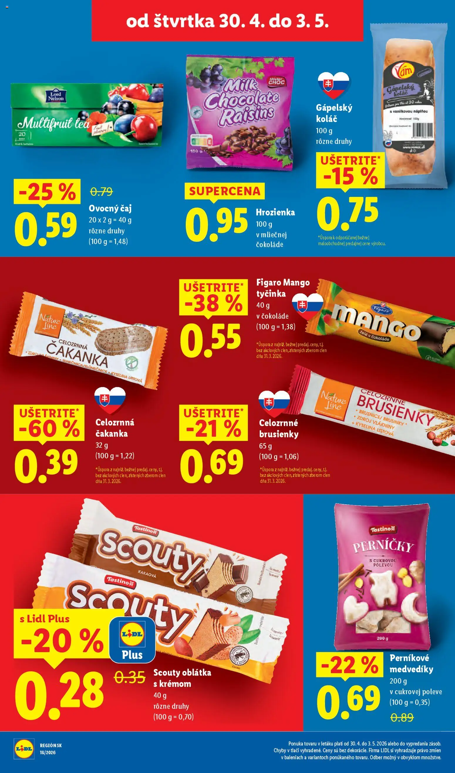 Nové Lidl akcie – leták je platný od 27.04.2026 | Strana: 66 | Produkty: Čaj, Koláč, Hrozienka, Mango