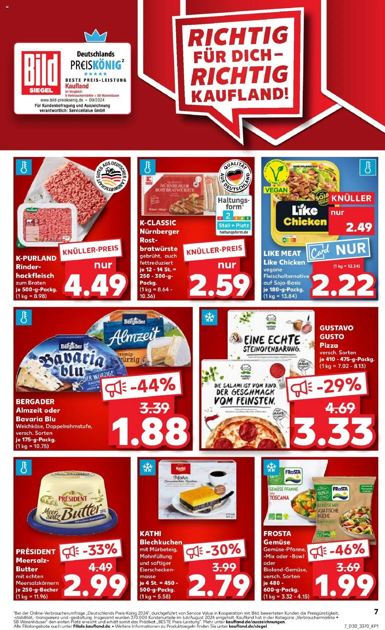 Kaufland prospekt Bad Salzungen	 - gültig ab dem 24.07.2025 | Seite: 7 | Produkte: Gustavo gusto, Frosta, Salami, Hackfleisch