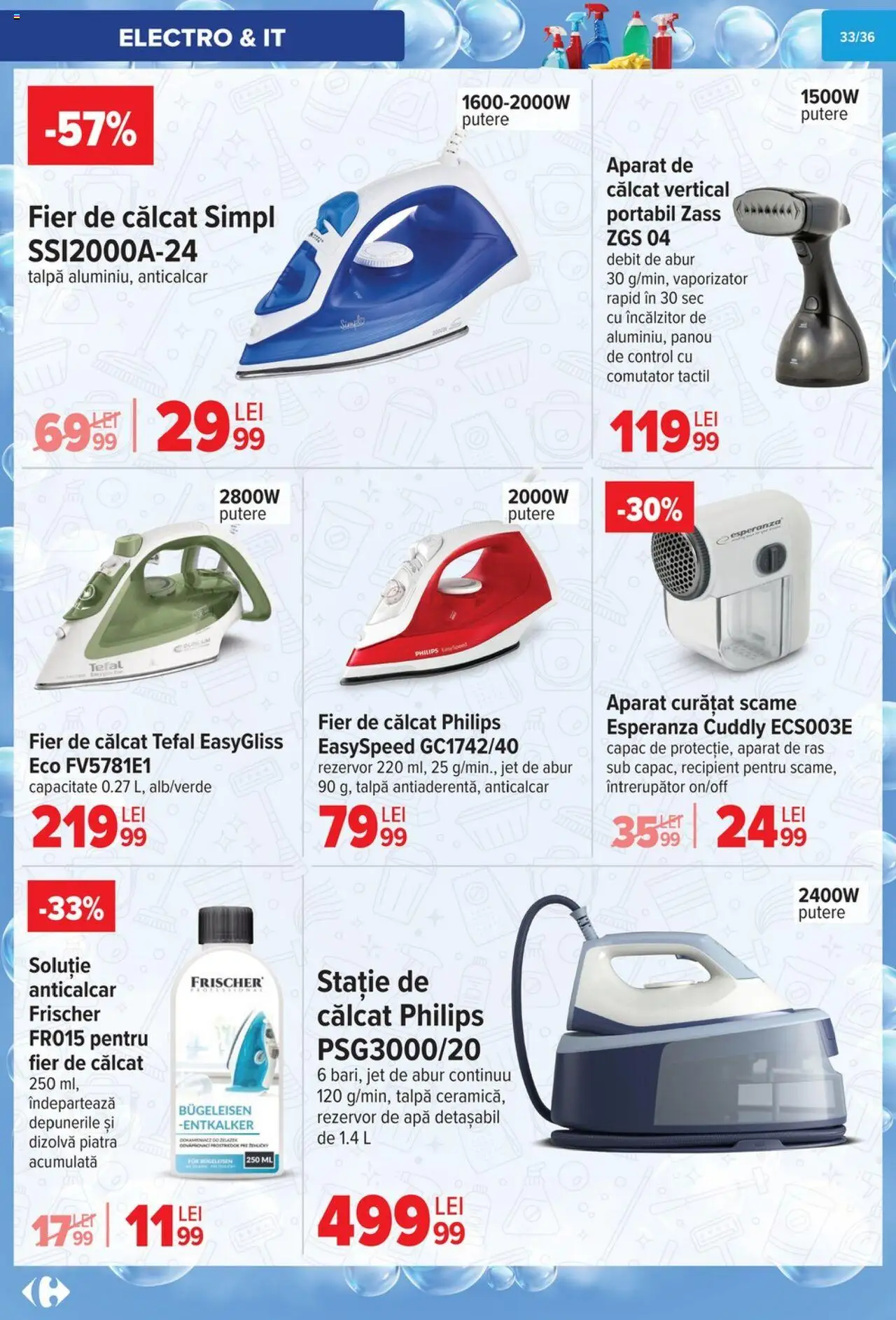 Noul catalog Carrefour – valabil de la 01.10.2025 | Pagină: 34 | Produse: Enginar, Aparat de călcat, Fier de călcat, Aparat De Ras