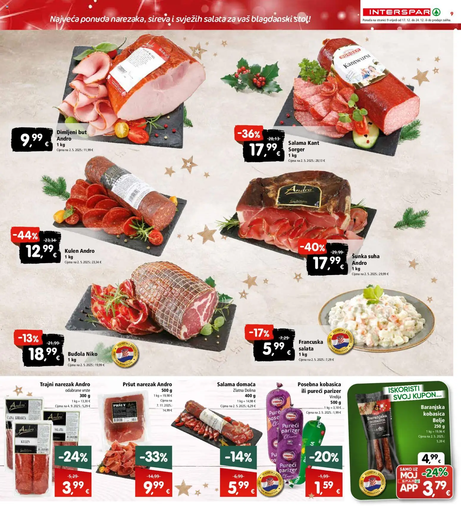 Interspar katalog | vrijedi od 17.12.2025 | Stranica: 9 | Proizvodi: Stol, Salama, Narezak, Kulen