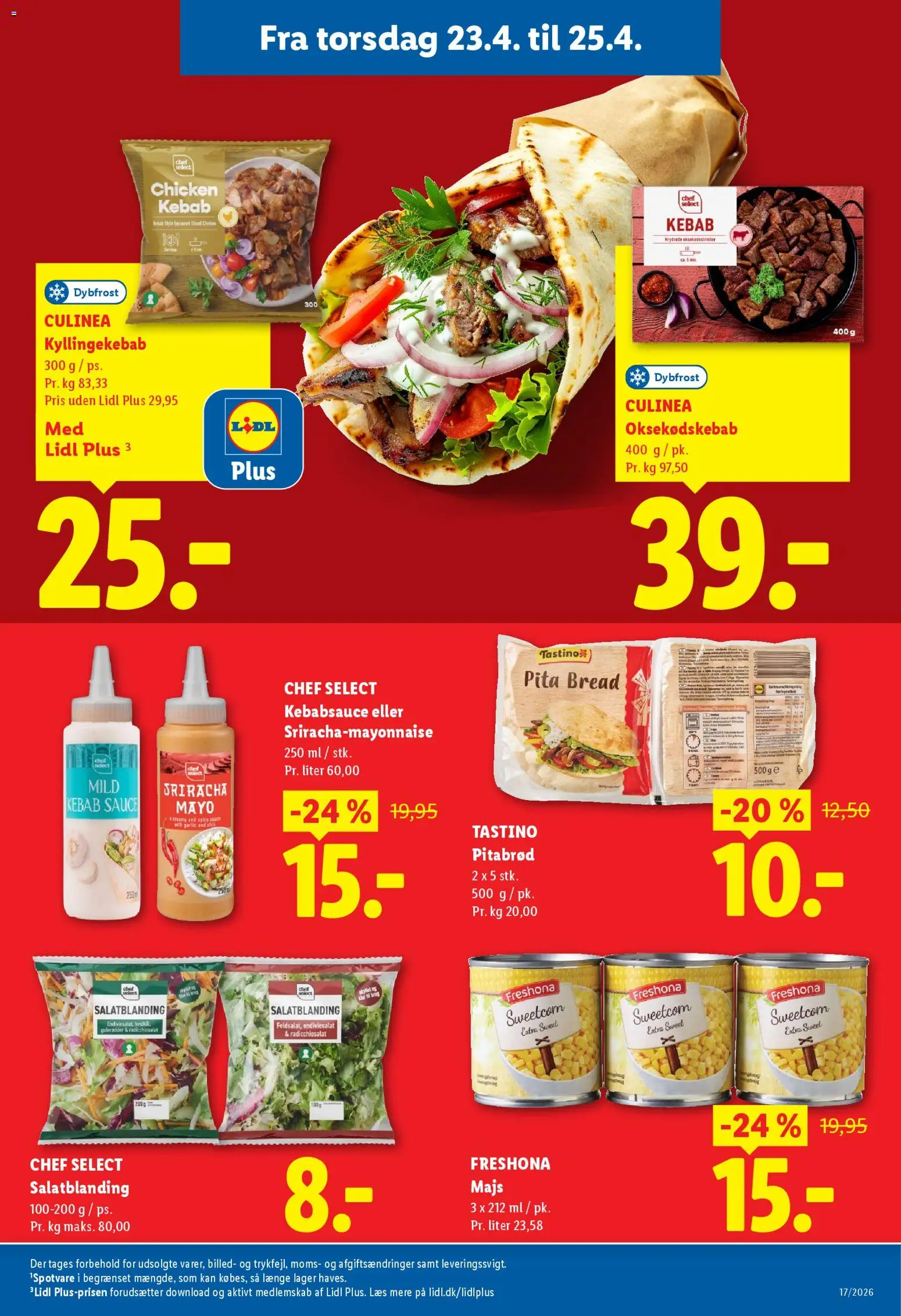 Lidl tilbudsavis – gyldig fra 23.04.2026 | Side: 3 | Produkter: Pitabrød, Kebab, Majs, Søm