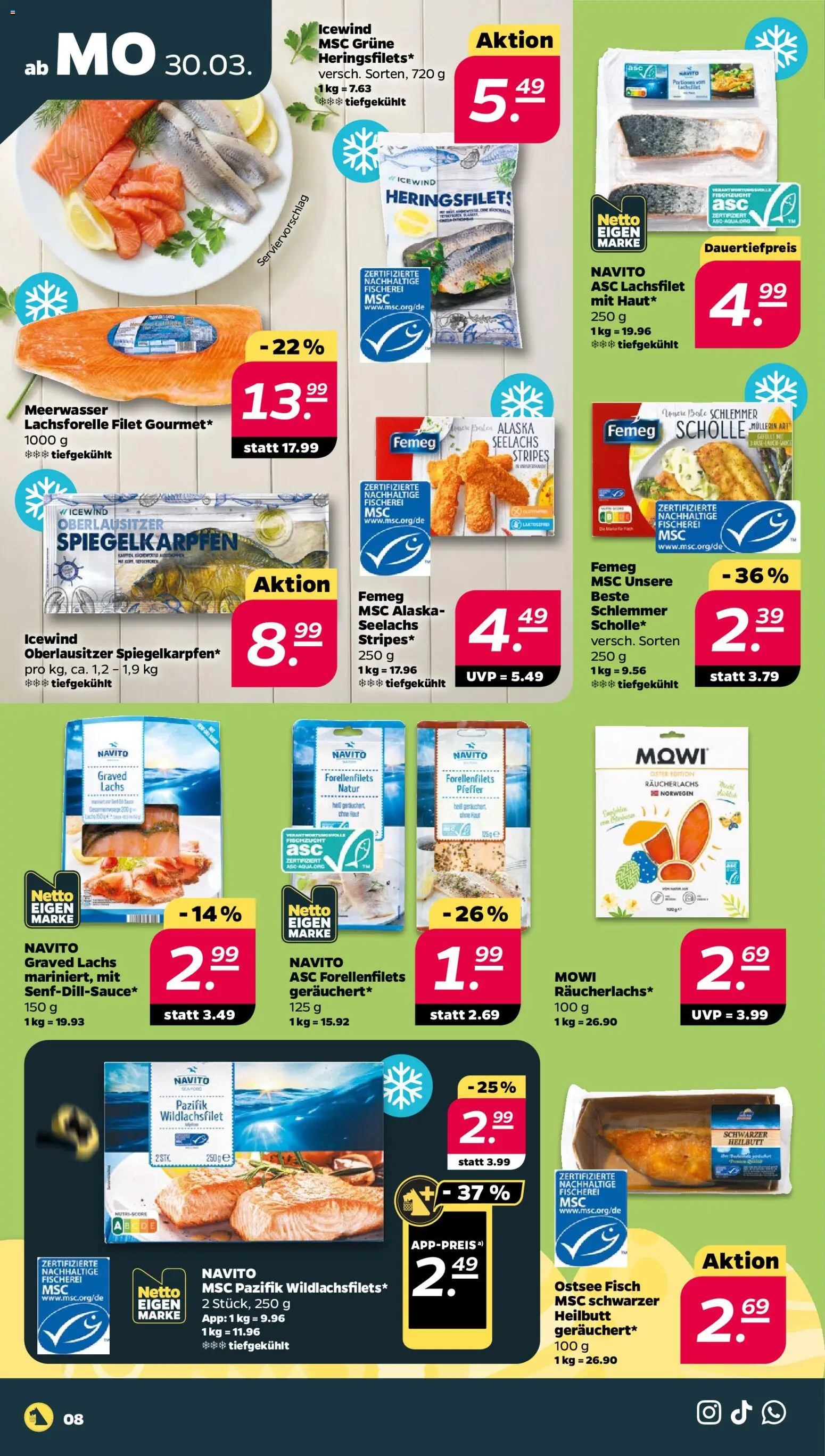 Netto Prospekt 	 – gültig ab 30.03.2026 | Seite: 8 | Produkte: Fisch, Lachs, Räucherlachs, Pfeffer