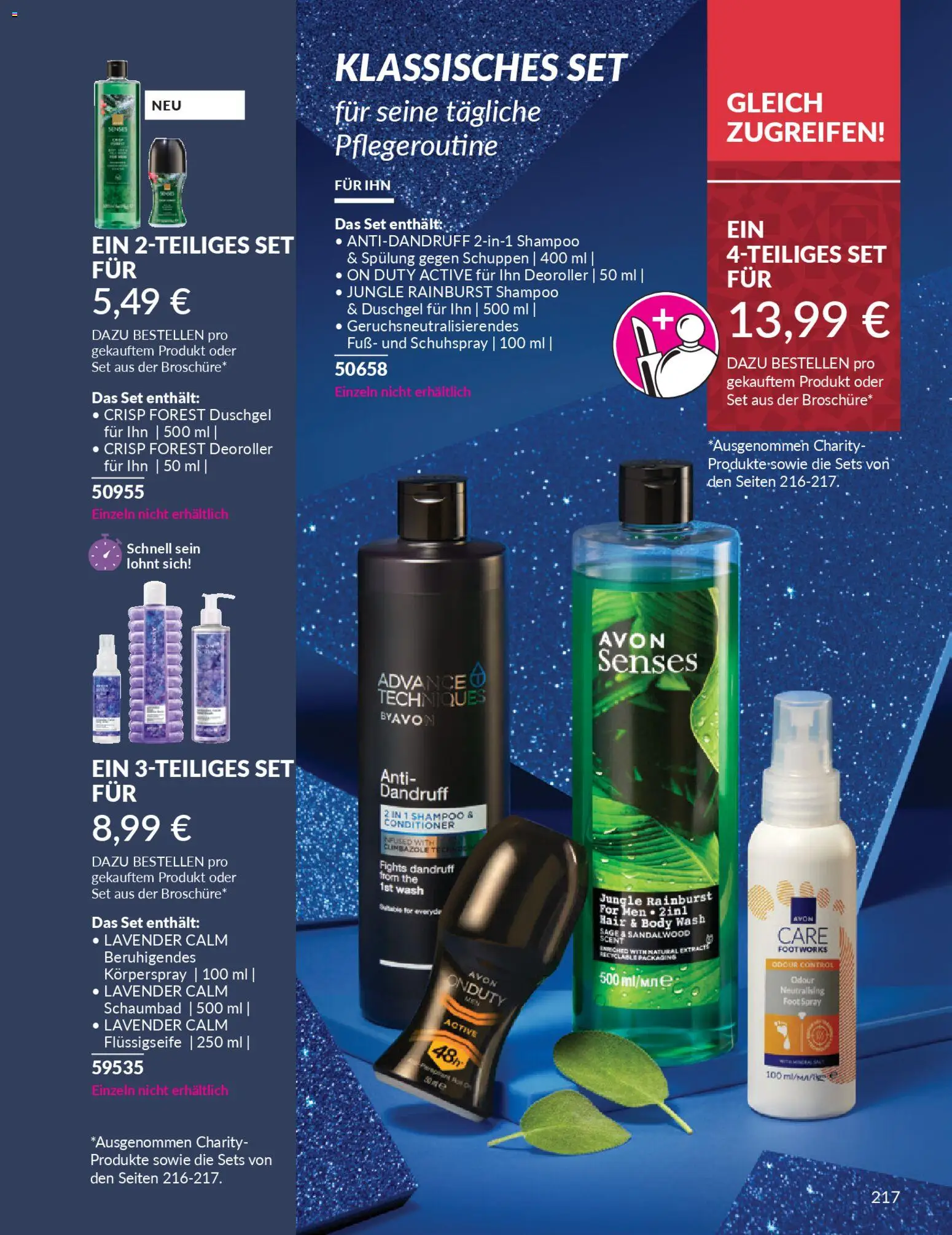 AVON Katalog Dezember 2025 – gültig ab 01.12.2025 | Seite: 219 | Produkte: Shampoo, Spülung, Duschgel, Körperspray