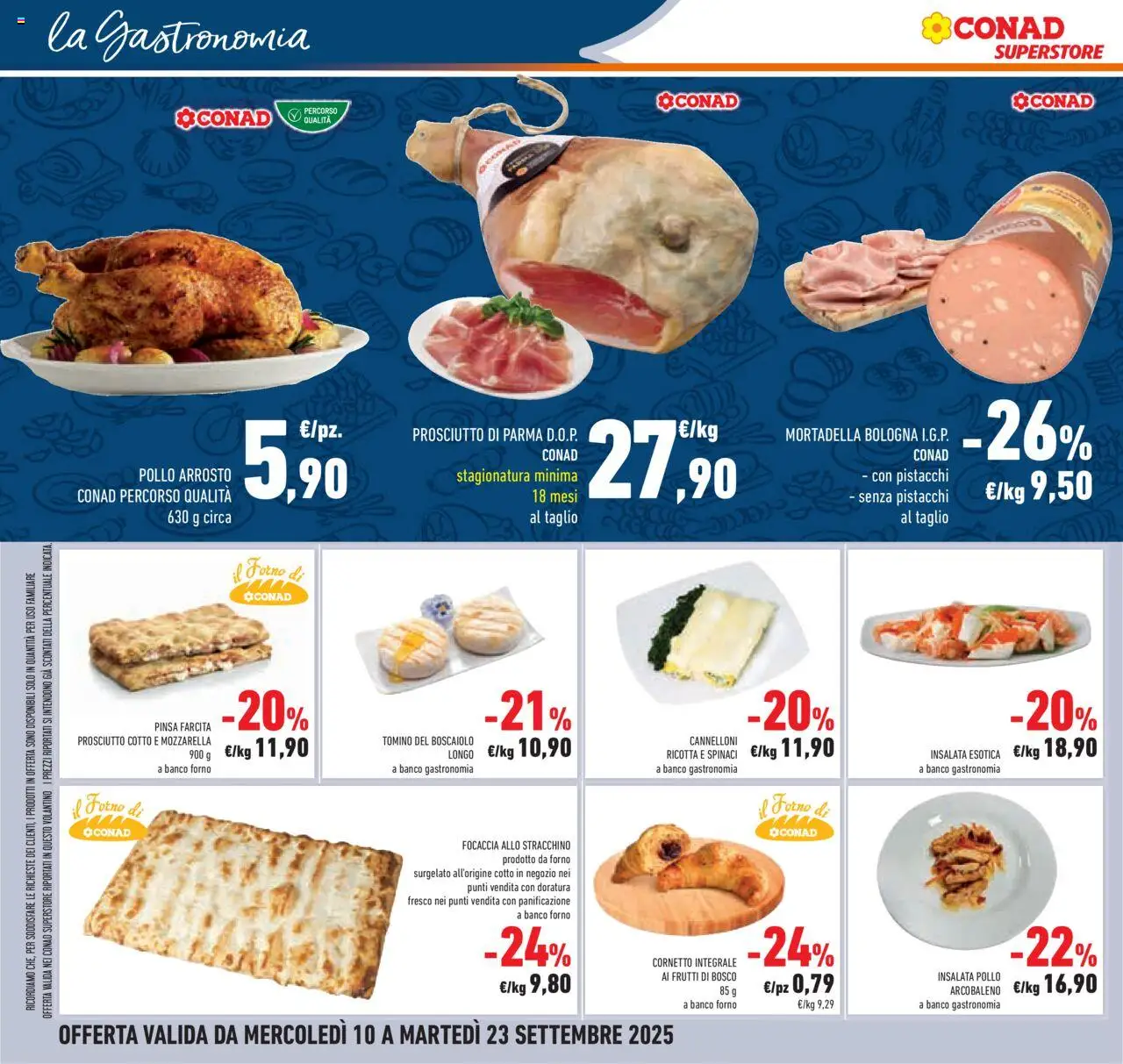 Volantino Conad del 10.09.2025 | Pagina: 18 | Prodotti: Pollo, Prosciutto, Mortadella, Forno