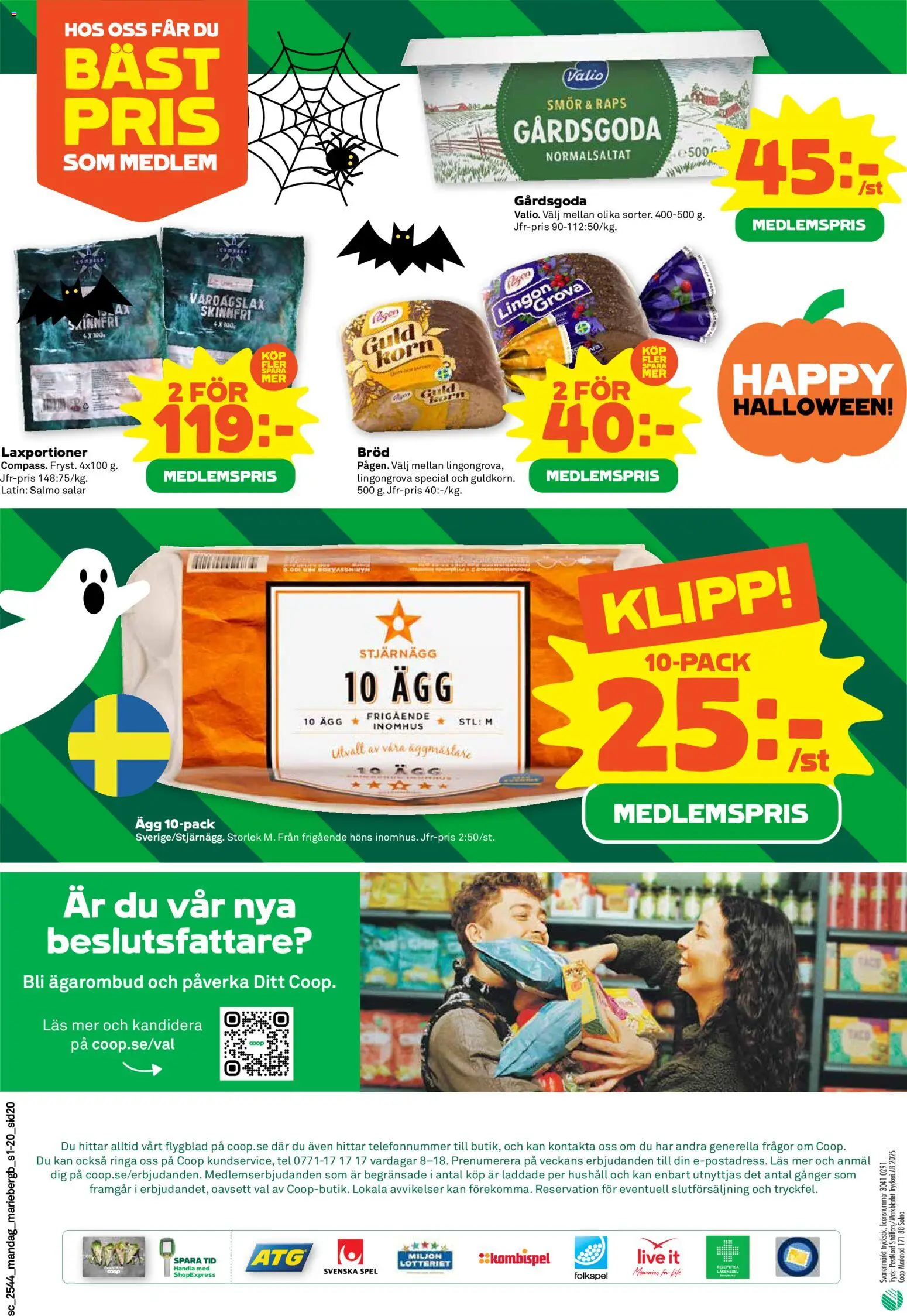 Coop Forum reklamblad aktuell från 27.10.2025 | Sida: 20 | Produkter: Lingongrova, Smör, Bröd, Spel