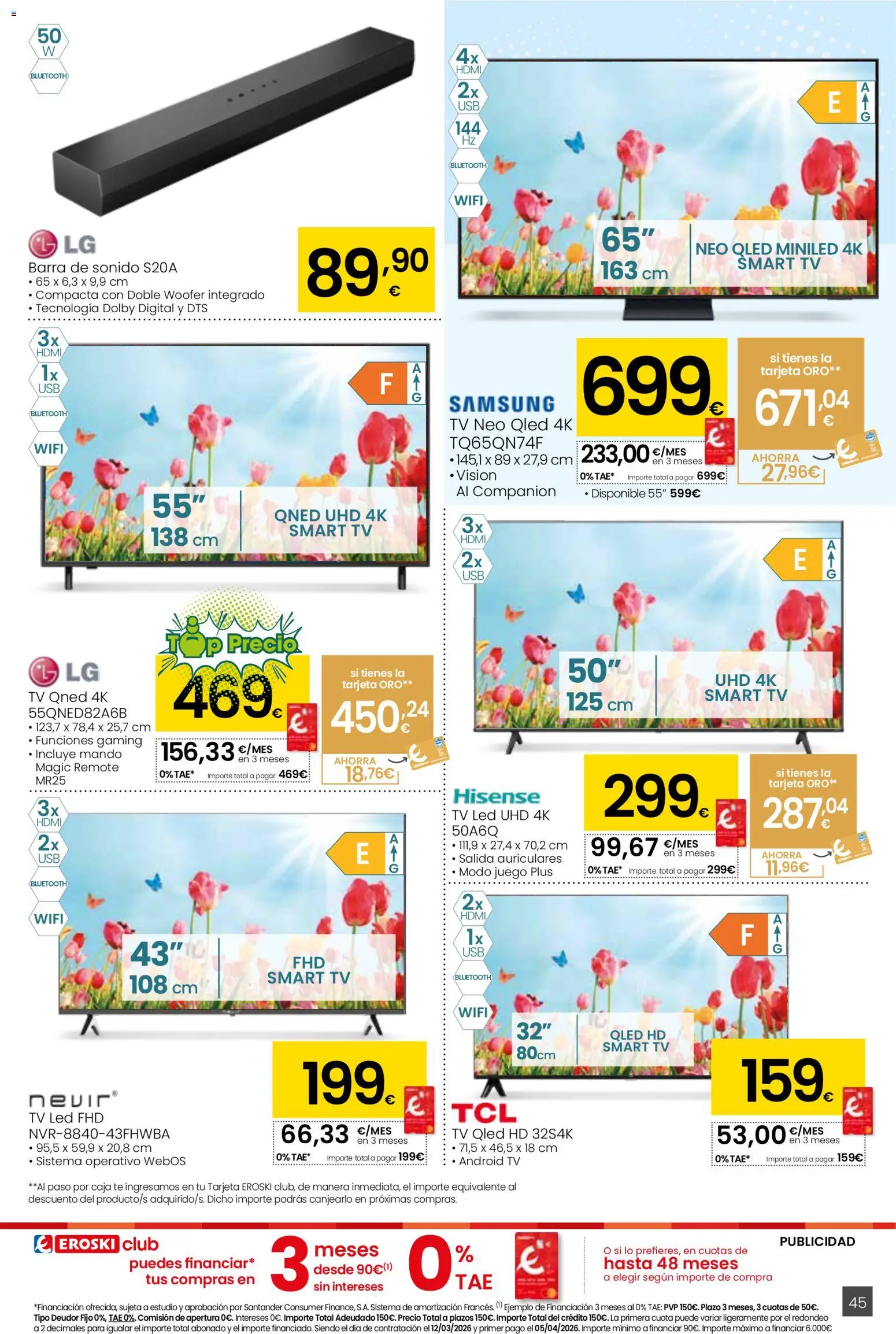 Eroski - Viste tu cesta de primavera  │ válido desde el 12.03.2026 | Página: 45 | Productos: Καλαμάρι, Té, Auriculares, Caja