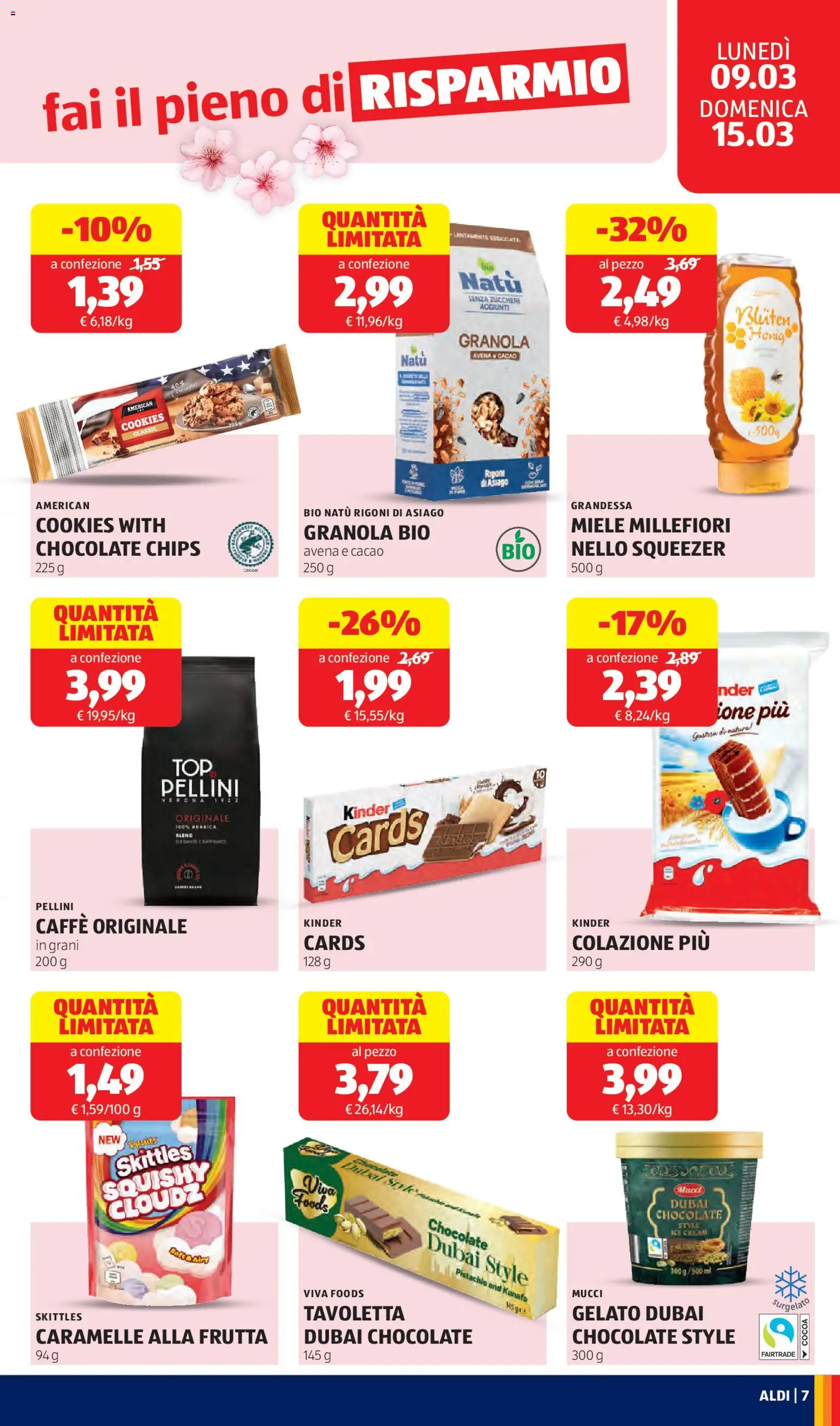 Volantino Aldi del 09.03.2026 | Pagina: 7 | Prodotti: Gelato, Frutta, Cacao, Miele