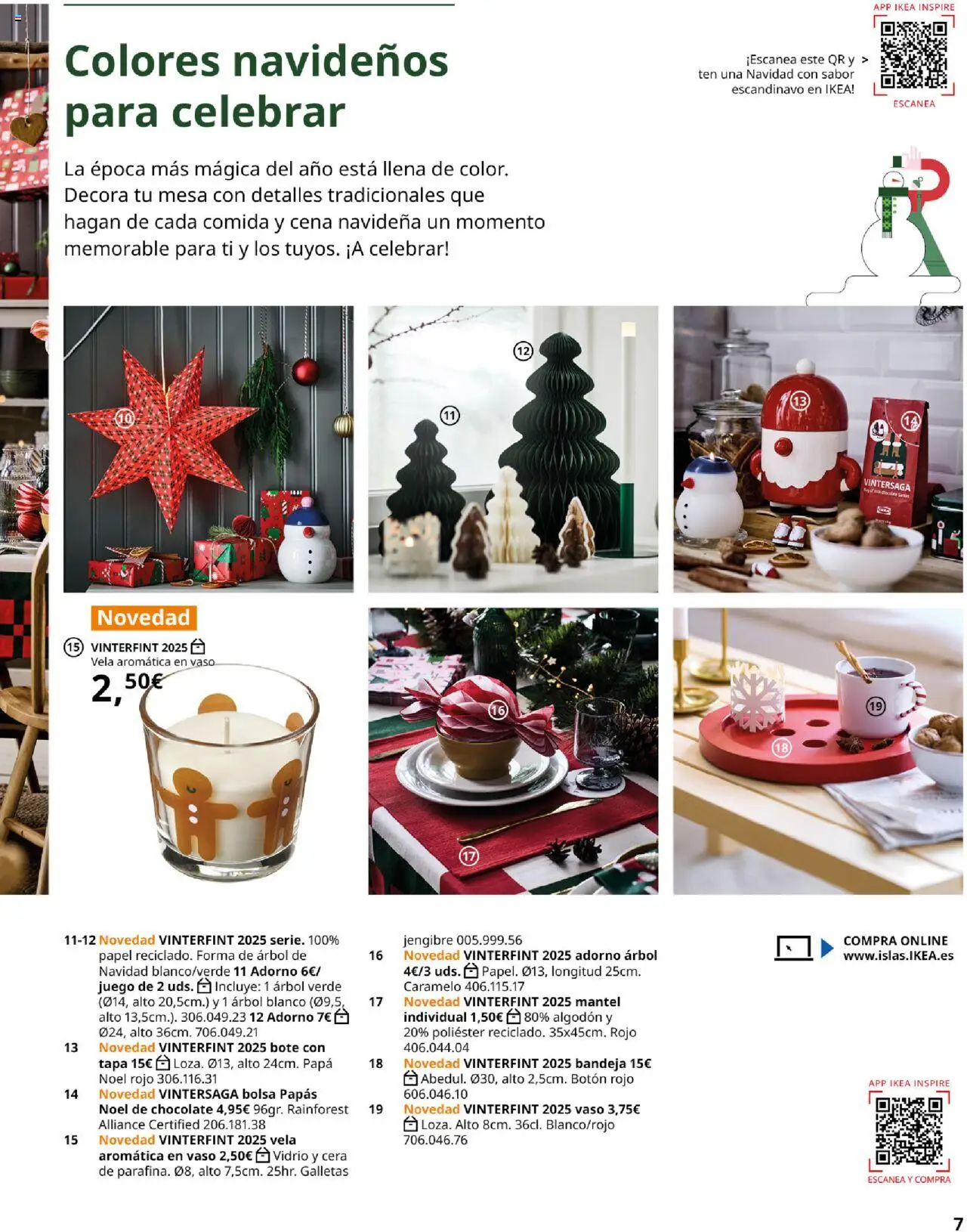 Catálogo IKEA Brochure de navidad │ válido desde el 01.10.2025 | Página: 7 | Productos: Mantel, Galletas, Vela, Bandeja