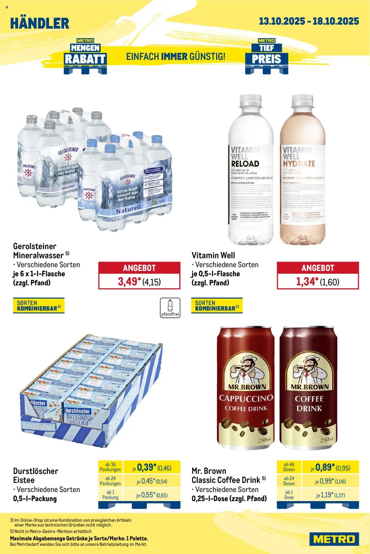Metro Wochen-Angebote Händler – gültig ab 13.10.2025 | Seite: 4 | Produkte: Durstloscher, Mineralwasser, Pfirsich, Gerolsteiner