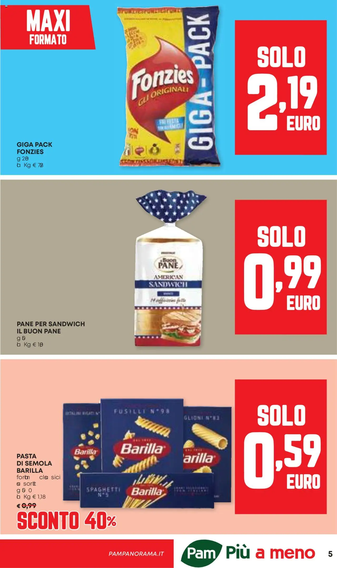 Volantino Panorama del 28.08.2025 | Pagina: 5 | Prodotti: Pane, Pasta, Fusilli