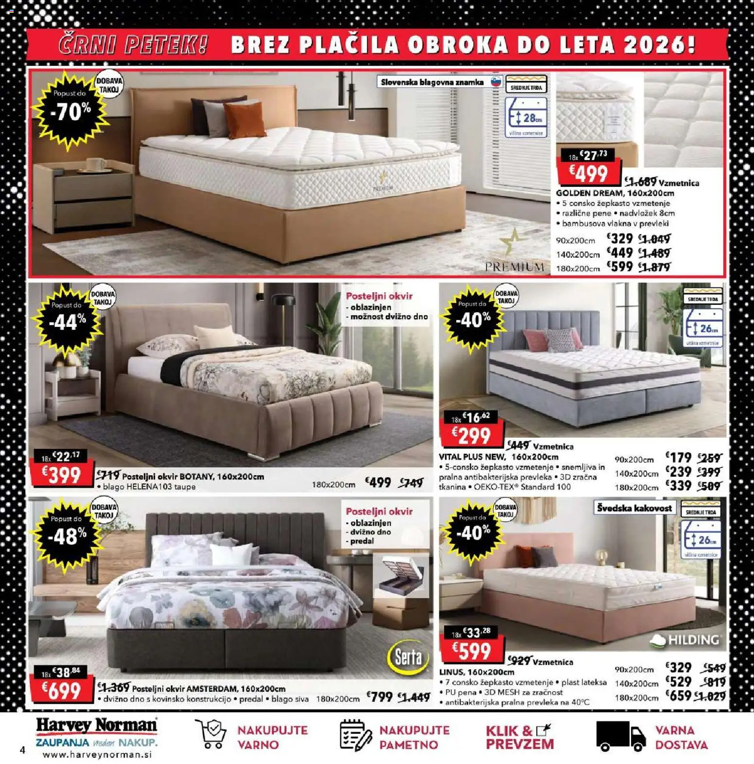 Novi Harvey Norman katalog ponudbe – veljaven od 13.11.2025 | Stran: 4 | Izdelki: Okvir, Posteljni okvir, Vzmetnica, Prevleka