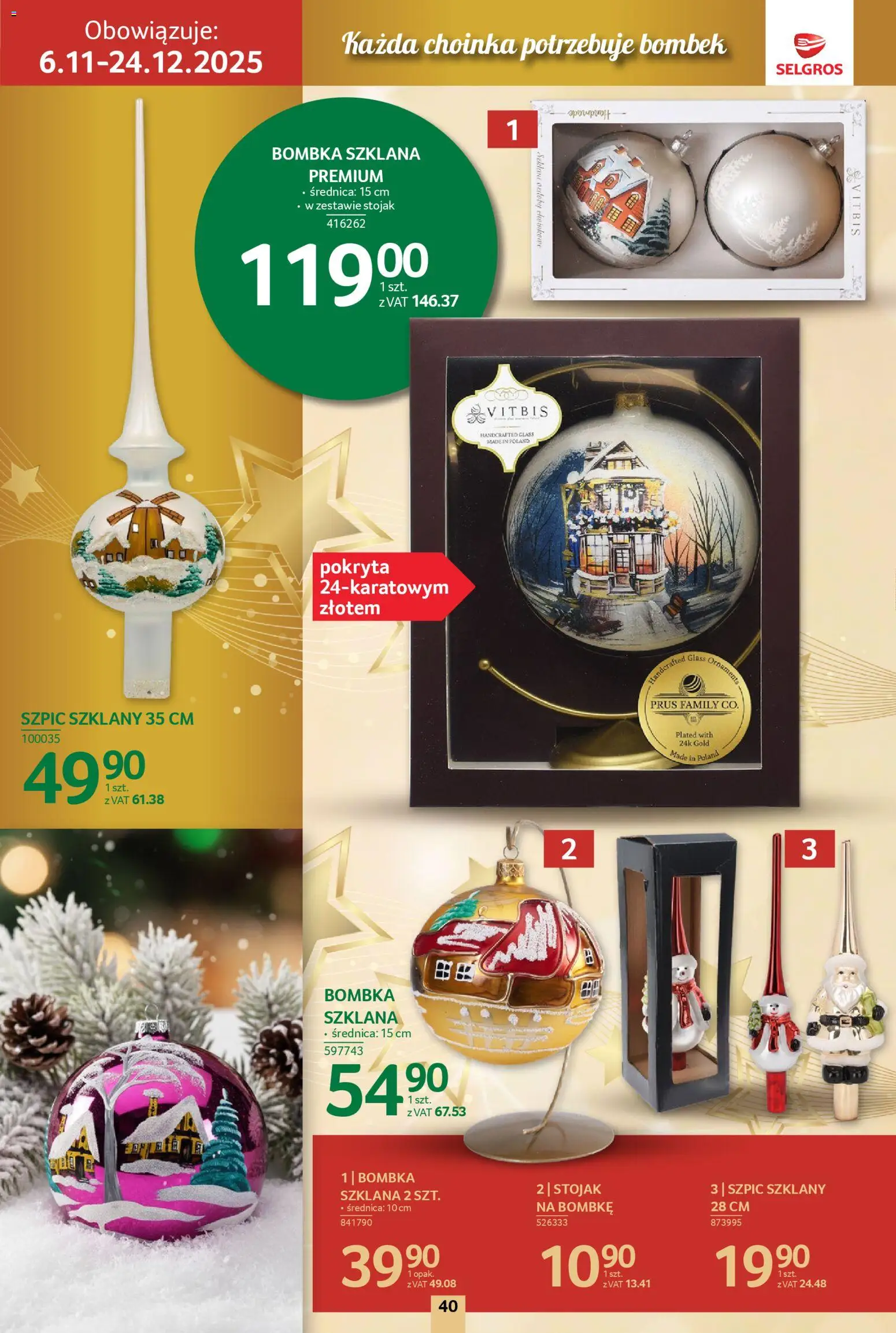 Selgros cash&carry Gazetka - Boże Narodzenie od 06.11.2025 | Strona: 40 | Produkty: Choinka