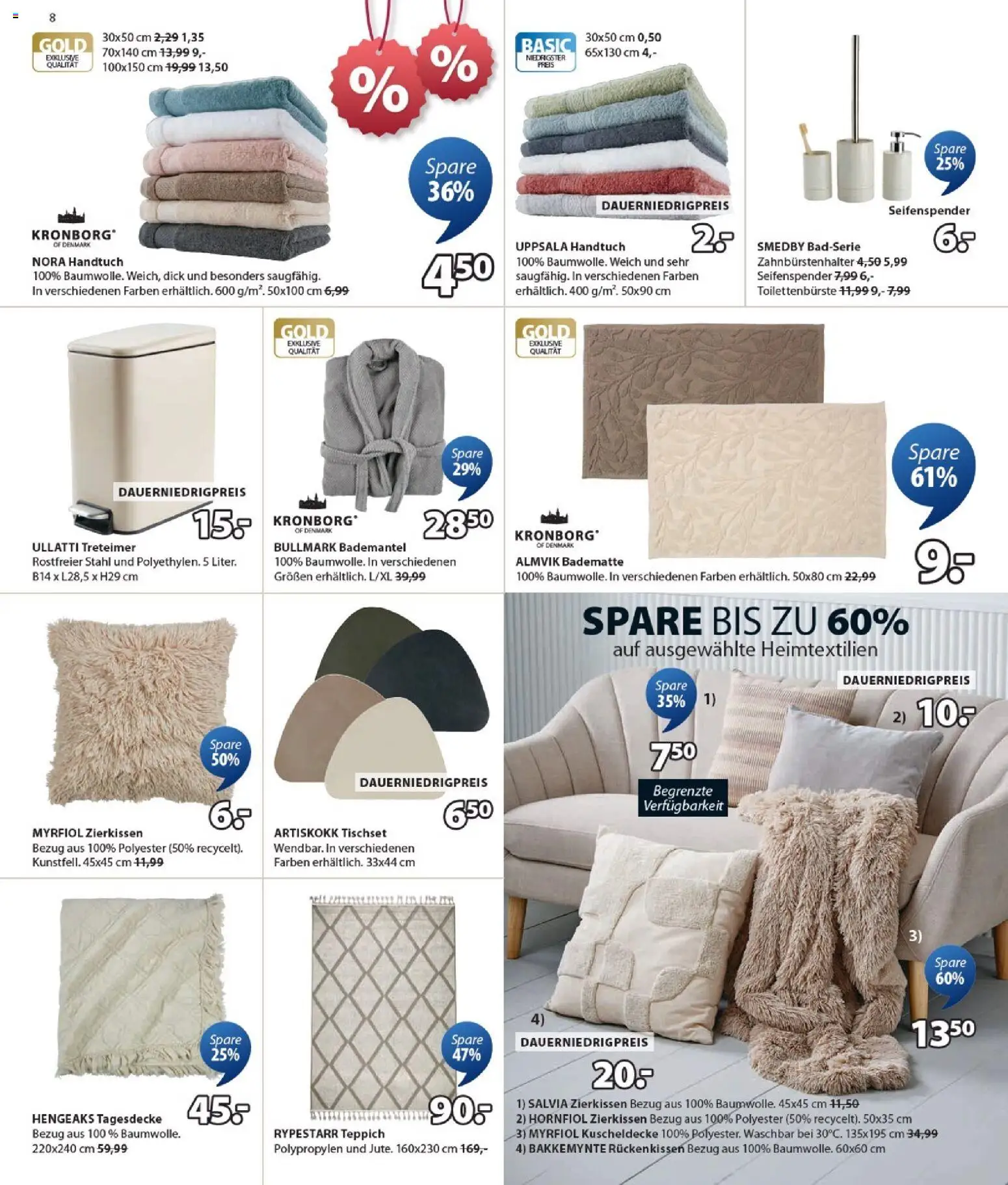 Prospekt JYSK – gültig ab 30.12.2025 | Seite: 8 | Produkte: Tagesdecke, Teppich, Seifenspender, Bademantel
