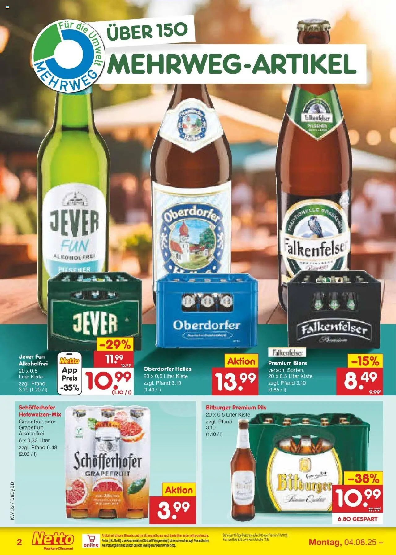 Netto Marken-Discount prospekt Buttenwiesen	 - gültig ab dem 04.08.2025 | Seite: 38 | Produkte: Bitburger, Pils, Grapefruit, Jever