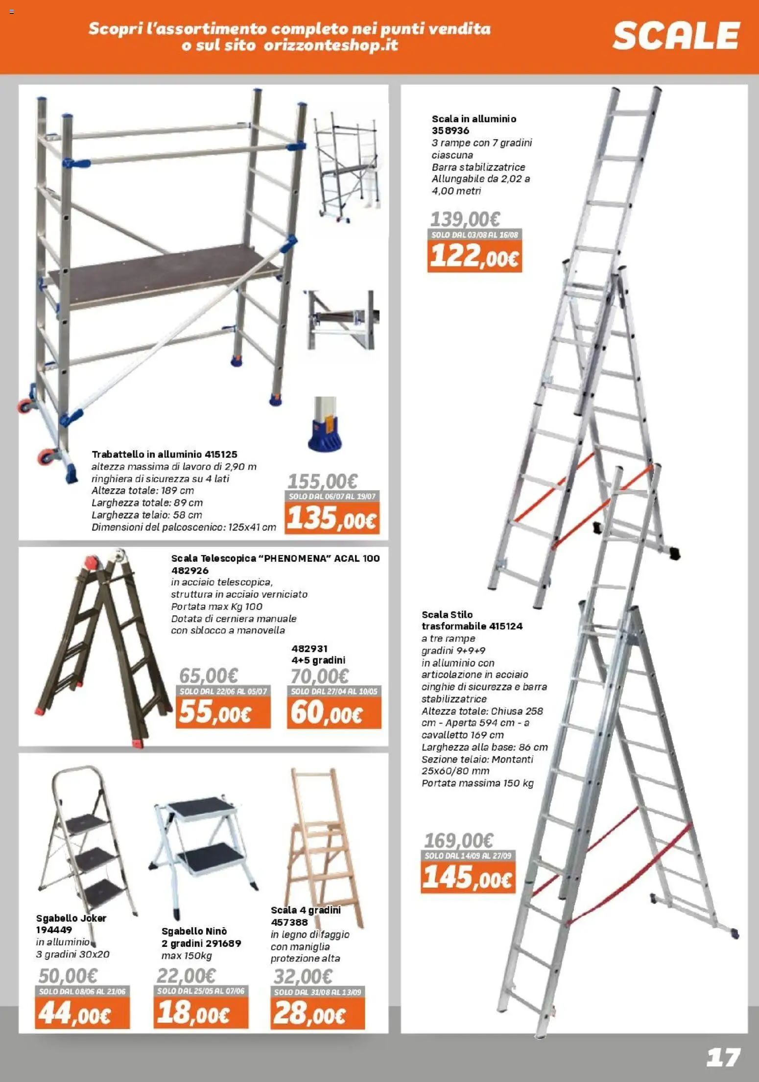 Volantino Orizzonte del 15.04.2026 | Pagina: 17 | Prodotti: Sgabello, Scala, Alluminio