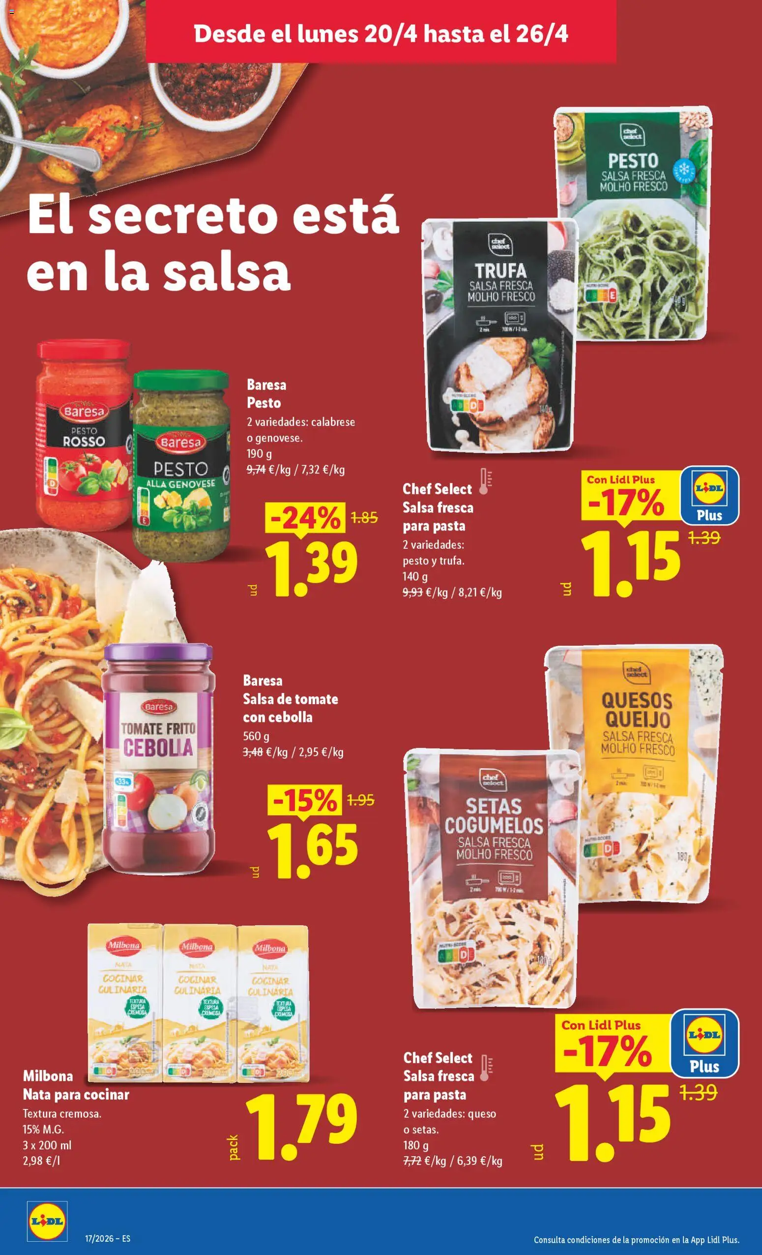 Lidl folleto │ válido desde el 20.04.2026 | Página: 16 | Productos: Queso, Pasta, Salsa de tomate, Παγωμένο τσάι