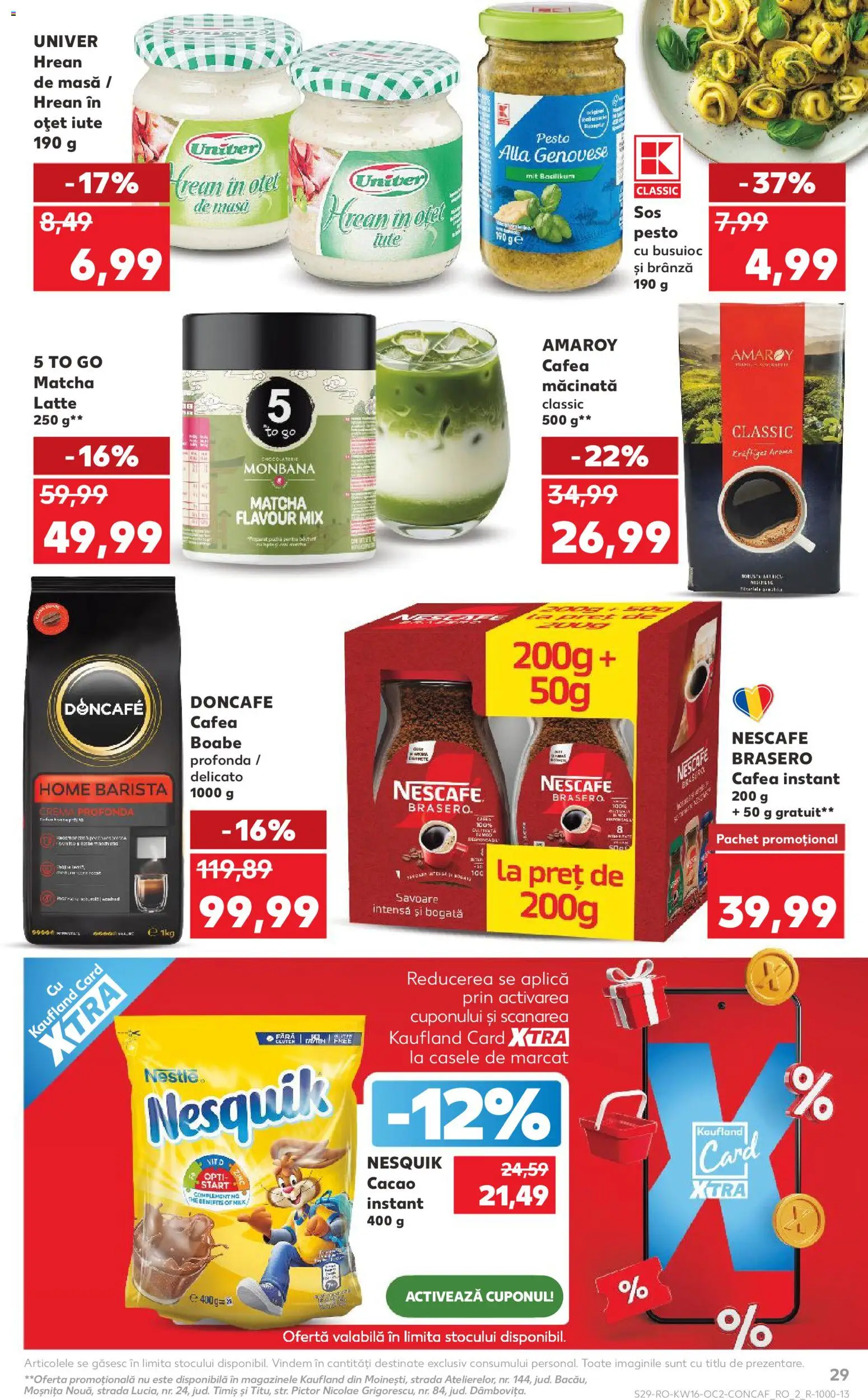 Noul catalog Kaufland – valabil de la 15.04.2026 | Pagină: 29 | Produse: Masă, Cafea, Cacao, Sos