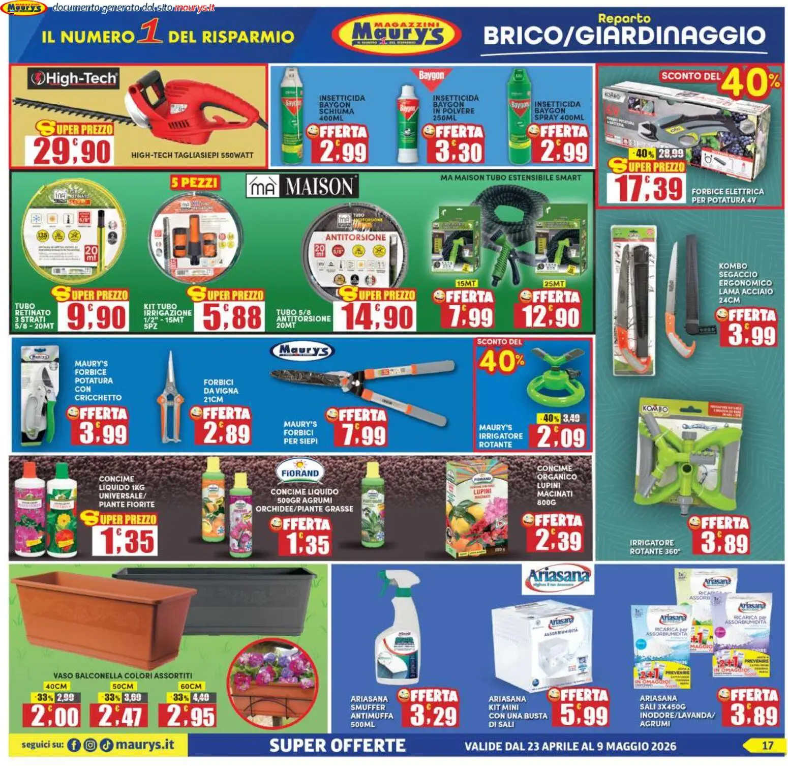 Volantino Maury's del 23.04.2026 | Pagina: 17 | Prodotti: Lupini, Concime, Agrumi, Insetticida