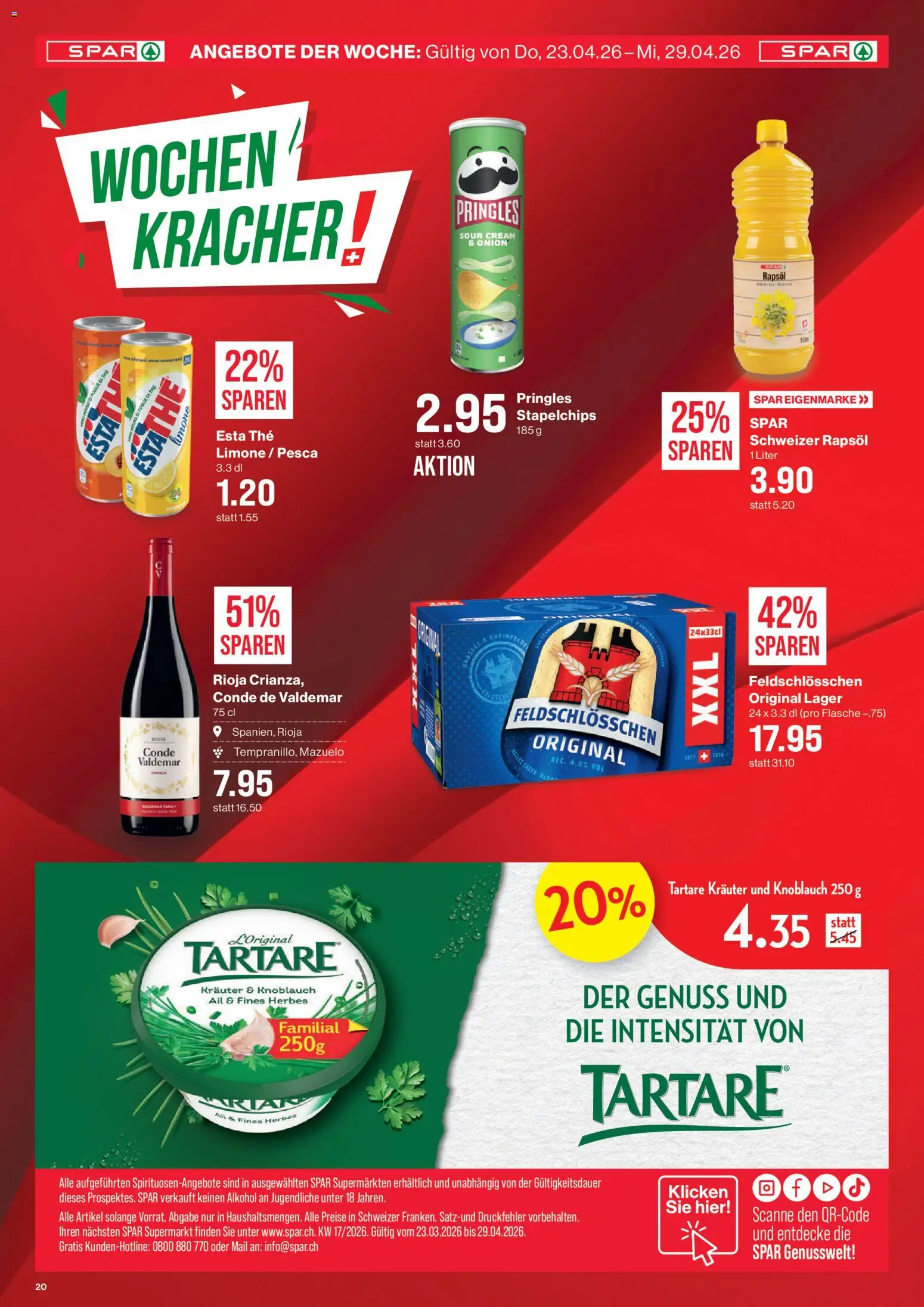 SPAR aktionen – gültig ab 23.04.2026 | Seite: 20 | Produkte: Rapsöl, Knoblauch