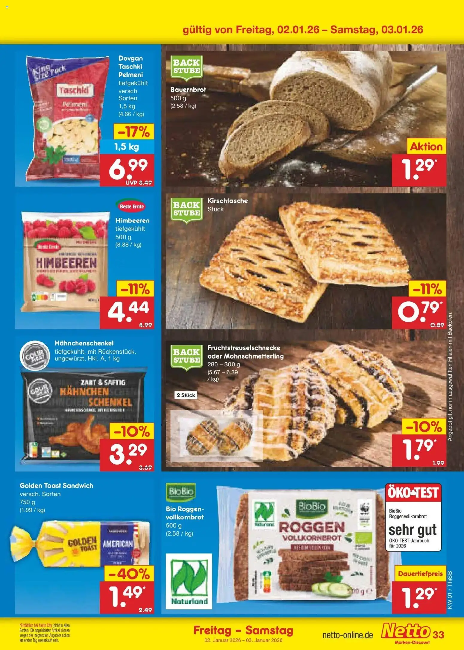 Netto Marken-Discount prospekt Pirna	 – gültig ab 28.12.2025 | Seite: 47 | Produkte: Himbeeren, Hahnchen, Toast, Vollkornbrot