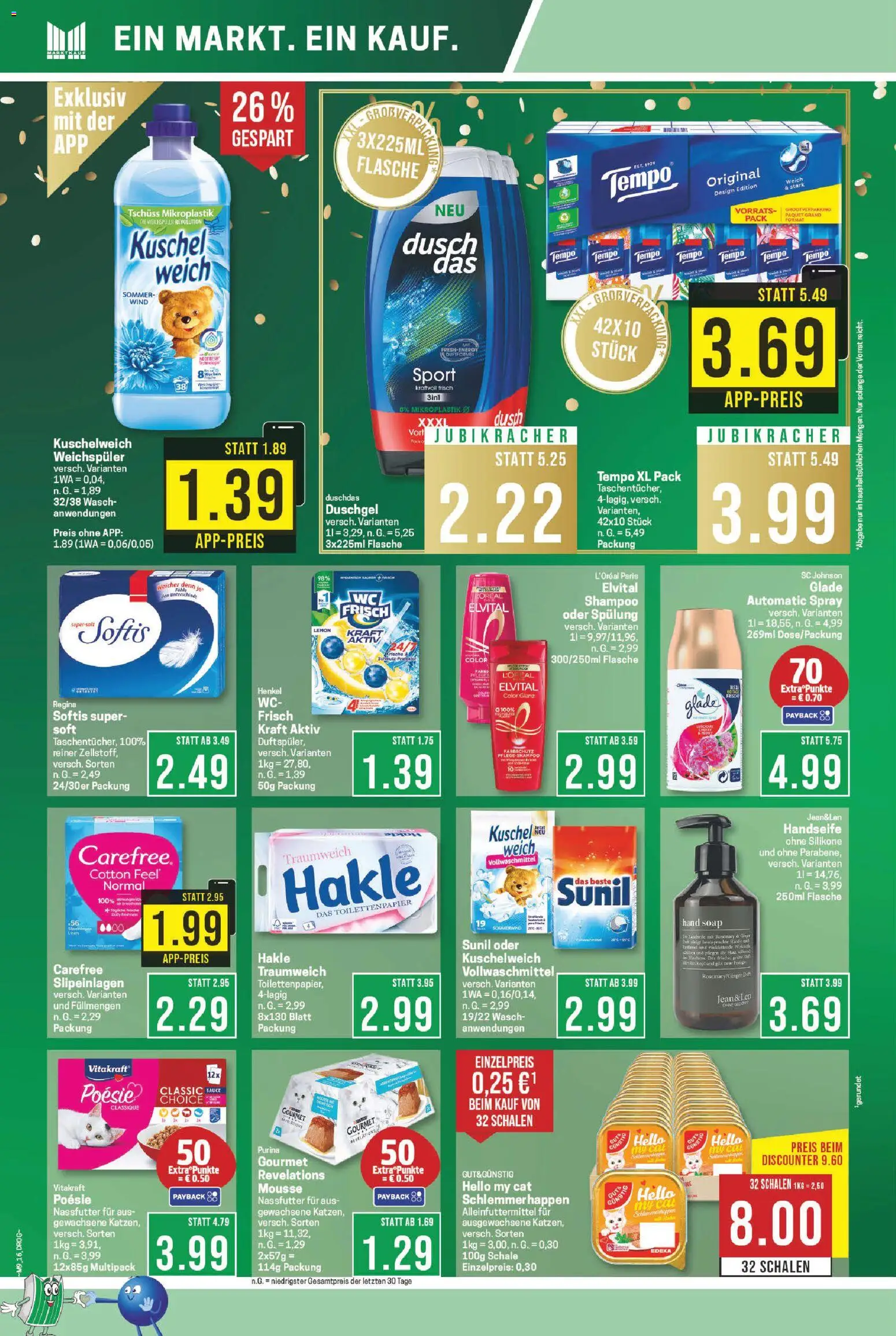Marktkauf Prospekt 	 – gültig ab 23.02.2026 | Seite: 16 | Produkte: Duschgel, Weichspüler, Duschdas, Tempo
