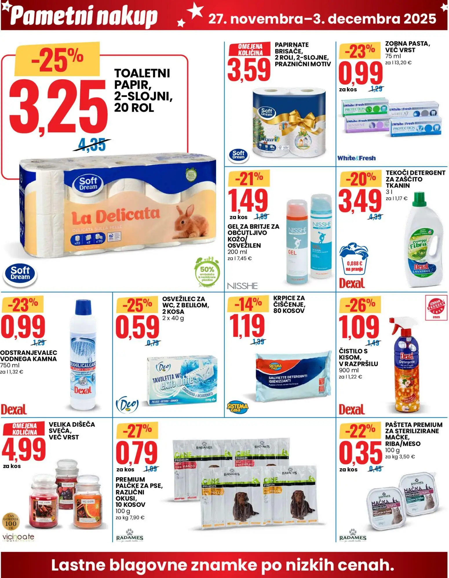 Novi Eurospin katalog ponudbe – veljaven od 27.11.2025 | Stran: 10 | Izdelki: Gel za britje, Pašteta, Kos, Detergent