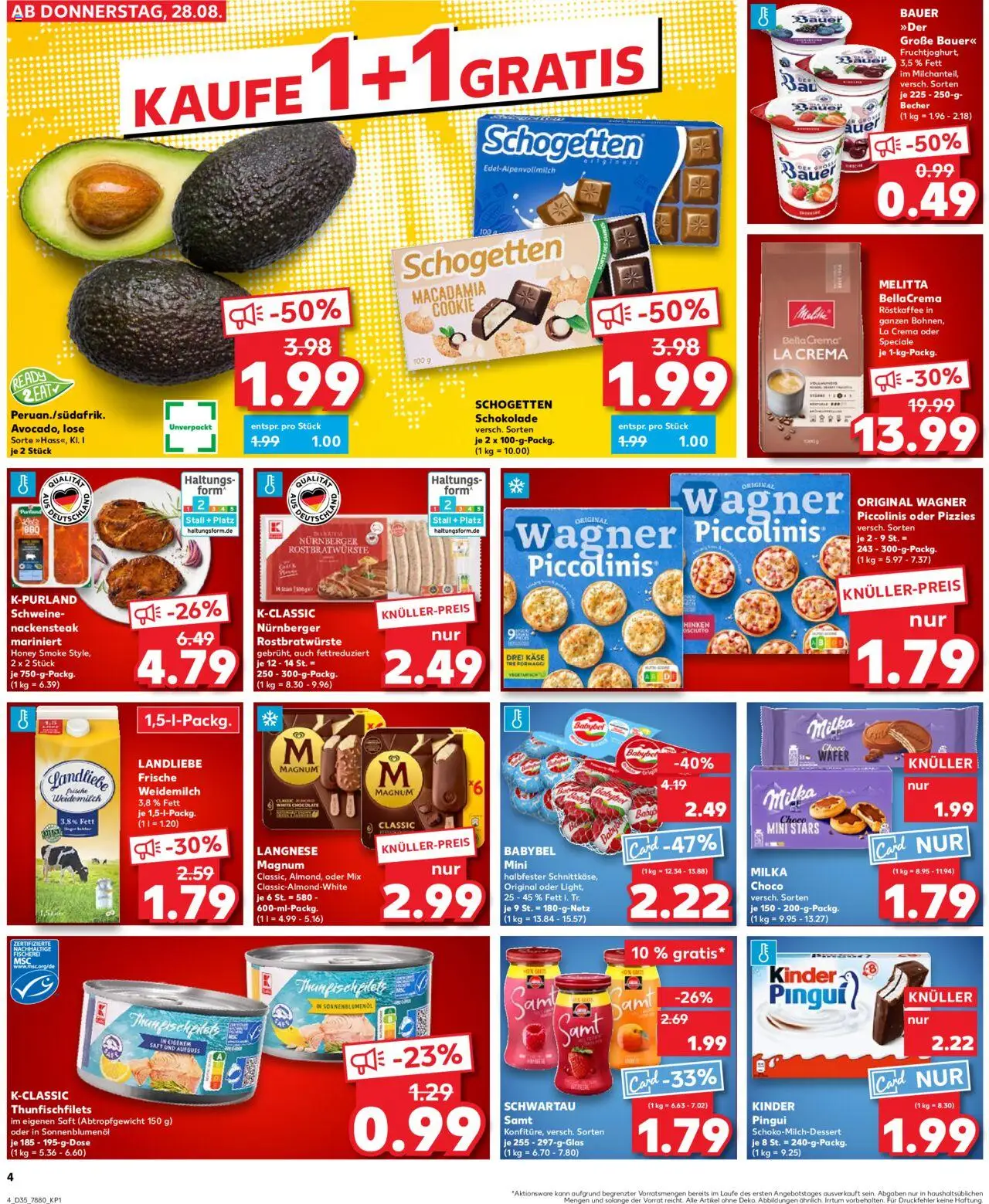 Kaufland prospekt Hamburg	 - gültig ab dem 28.08.2025 | Seite: 4 | Produkte: Langnese, Schokolade, Piccolinis, Schogetten
