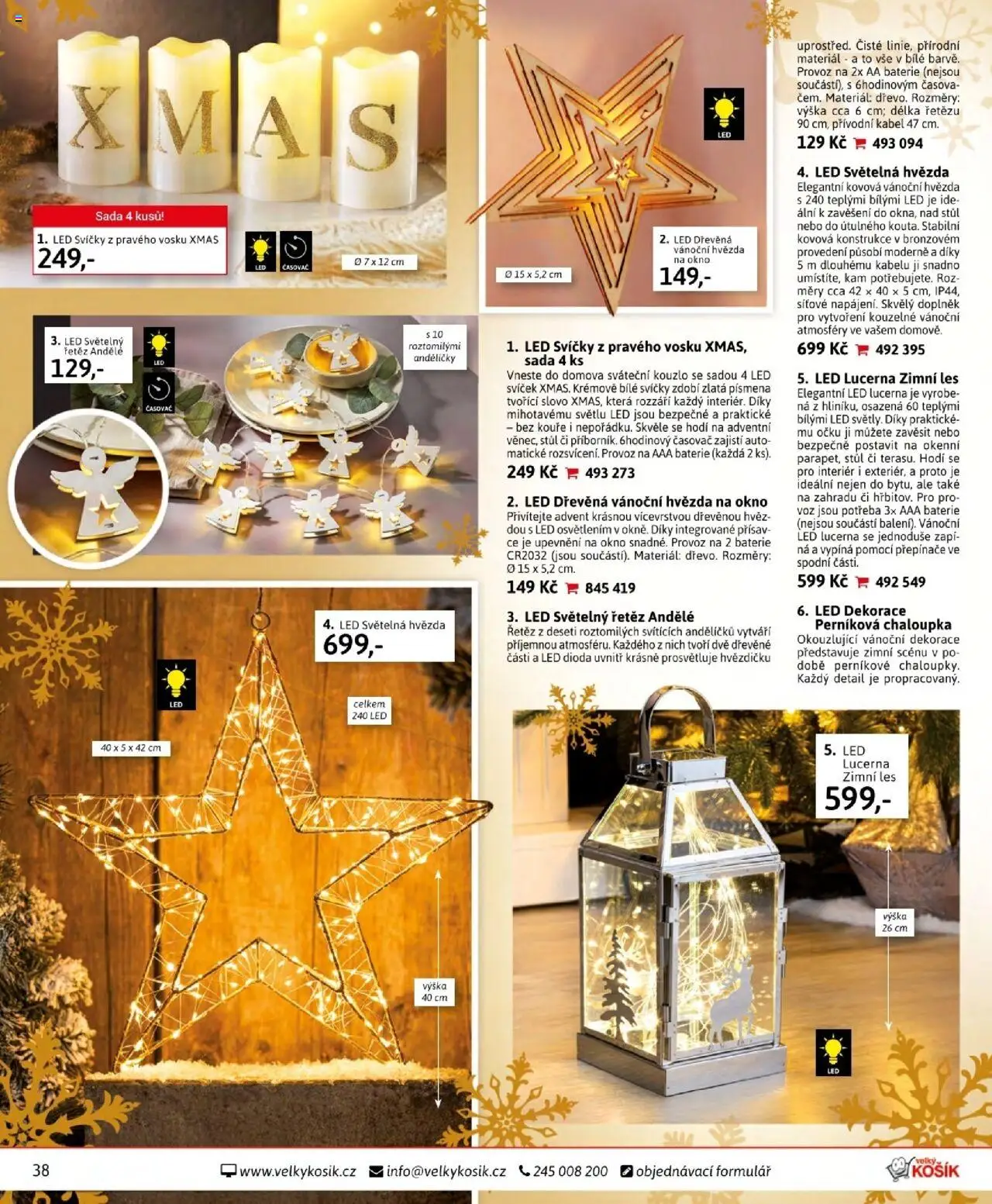 Velký Košík katalog říjen od 01.10.2025 | Strana: 38 | Produkty: Lucerna, Kabel, Svíčky, Vánoční dekorace