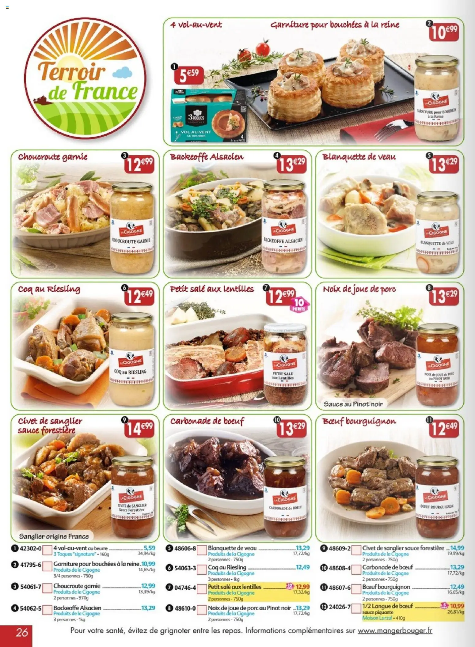 {H1} | Page: 26 | Produits: Bœuf bourguignon, Noix de joue de porc, Joue de porc, Langue de bœuf