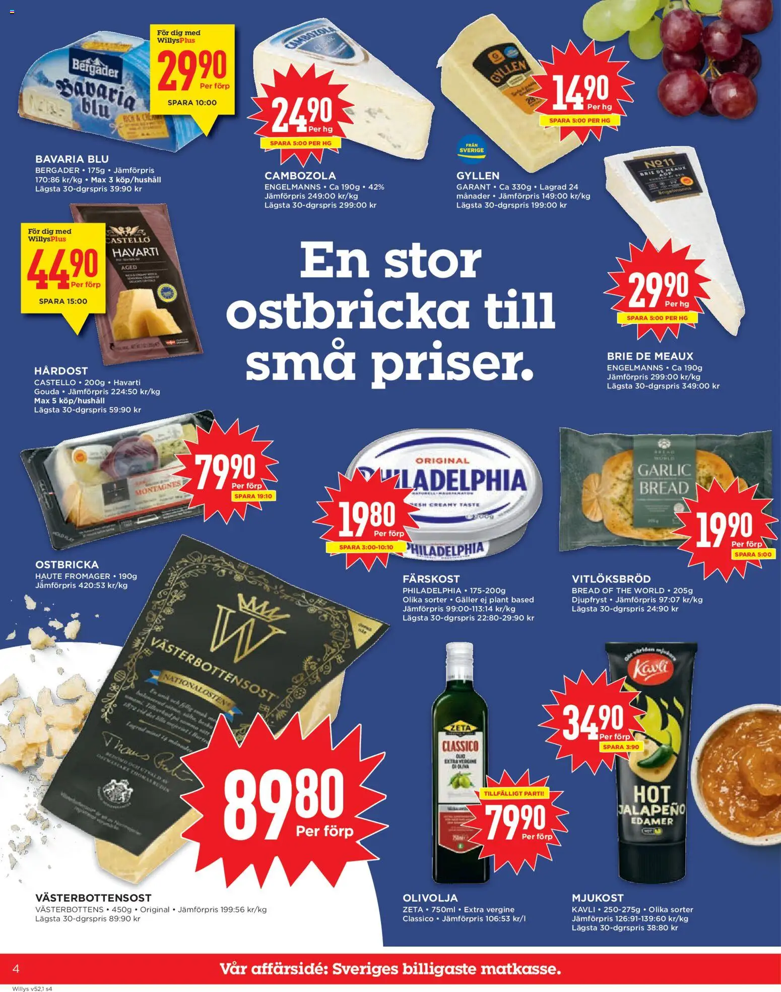Willys reklamblad aktuell från 26.12.2025 | Sida: 4 | Produkter: Galler, Olivolja, Mjukost