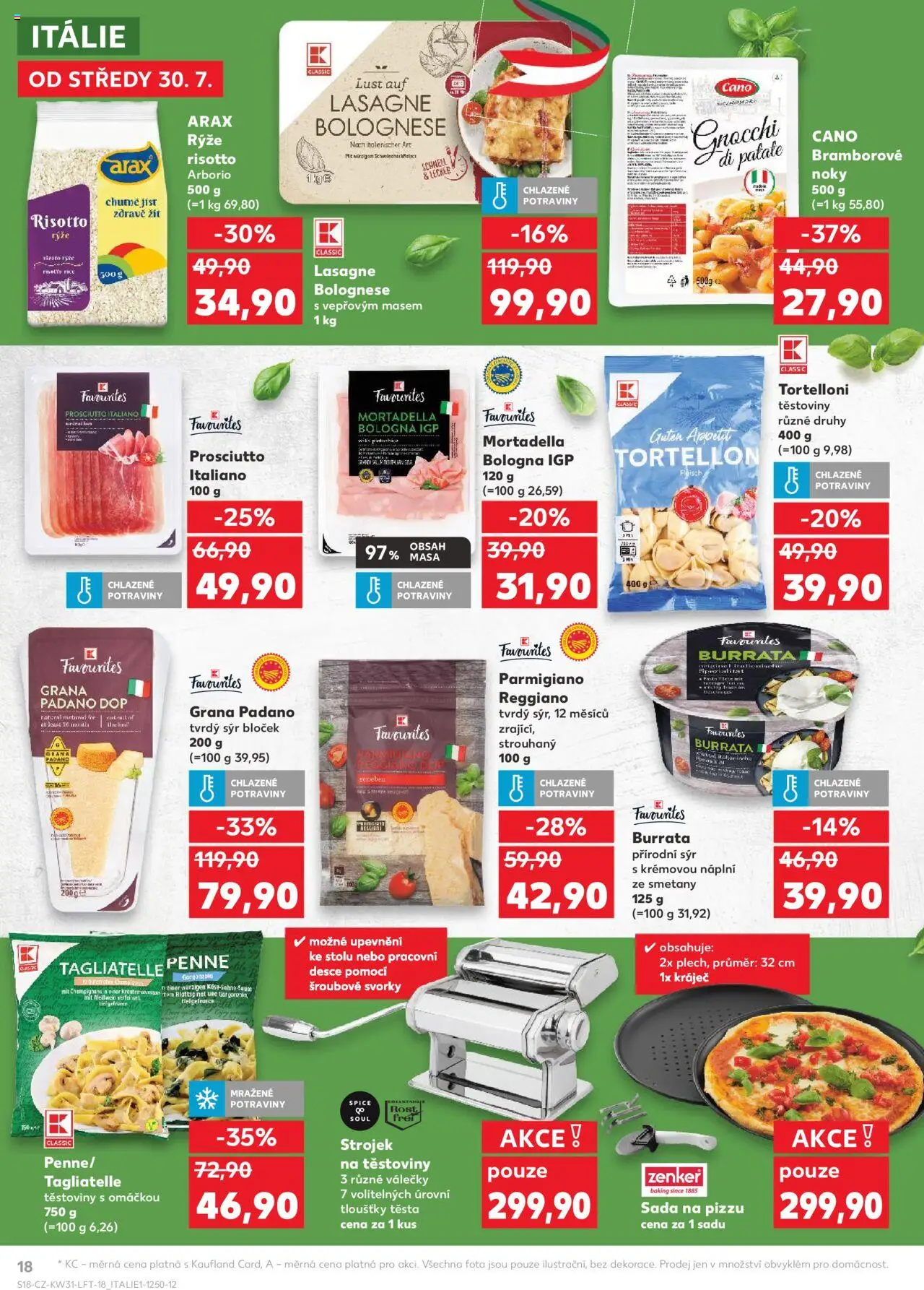 Kaufland leták - Plzeň Bory od 30.07.2025 | Strana: 18 | Produkty: Těstoviny, Noky, Kráječ, Tvrdý sýr