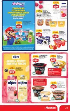Auchan akciós ujság - amely érvényes a következő dátumtól: 14.08.2025 | Oldal: 21 | Termékek: Alpro, Actimel, Szójaital, Joghurt