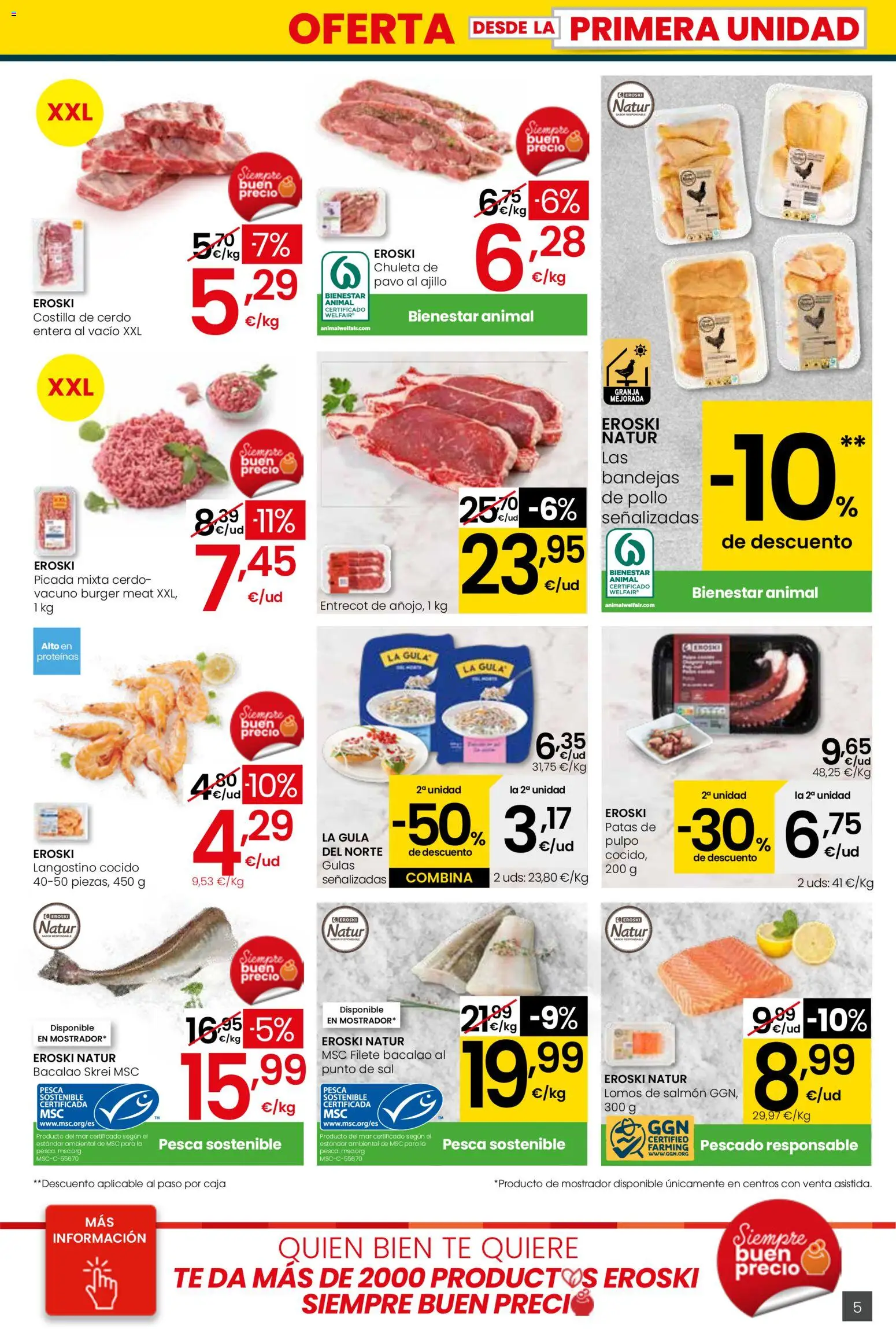 Eroski - Viste tu cesta de primavera City │ válido desde el 26.02.2026 | Página: 5 | Productos: Cerdo, Pescado, Filete, Langostino
